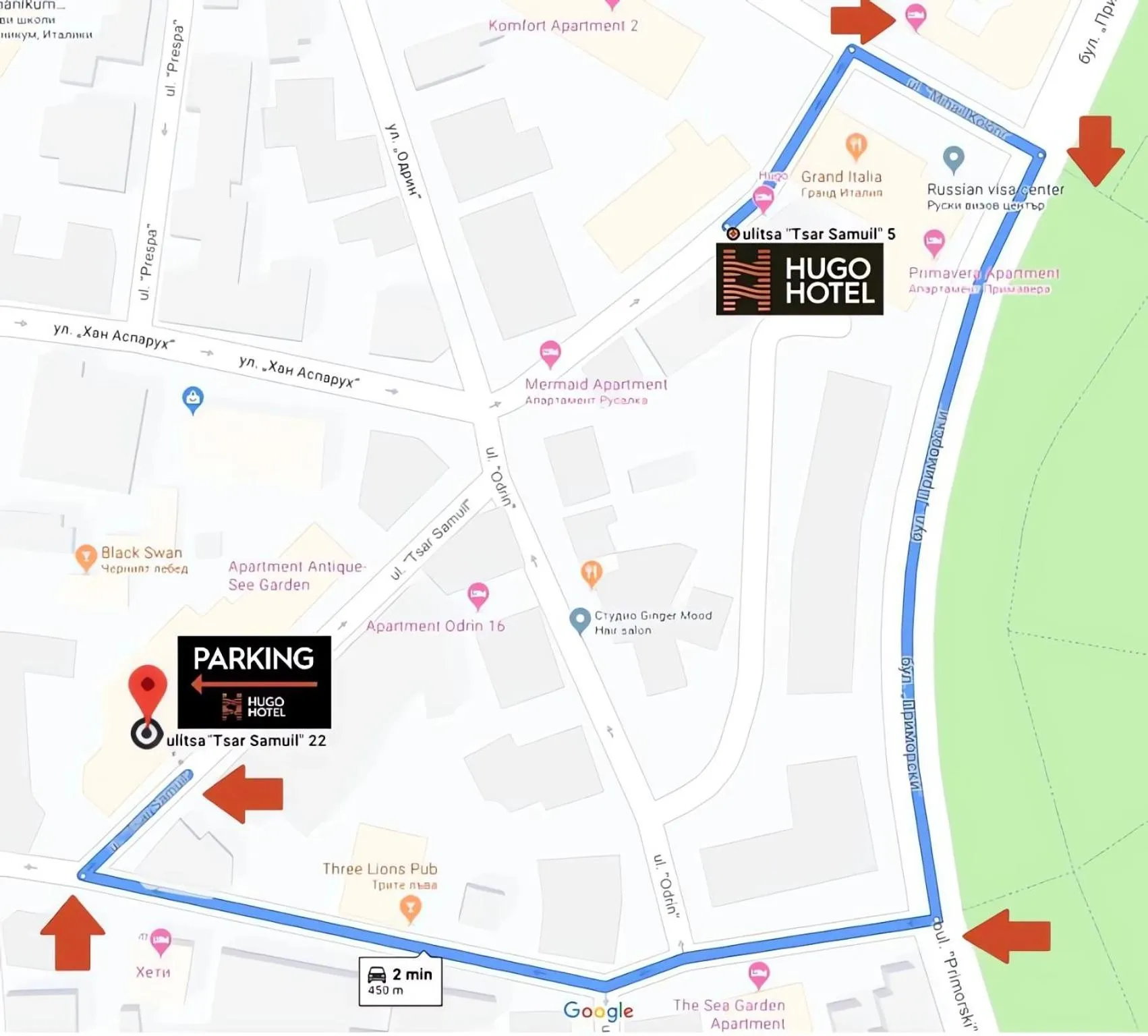 Property logo or sign in Hugo Hotel