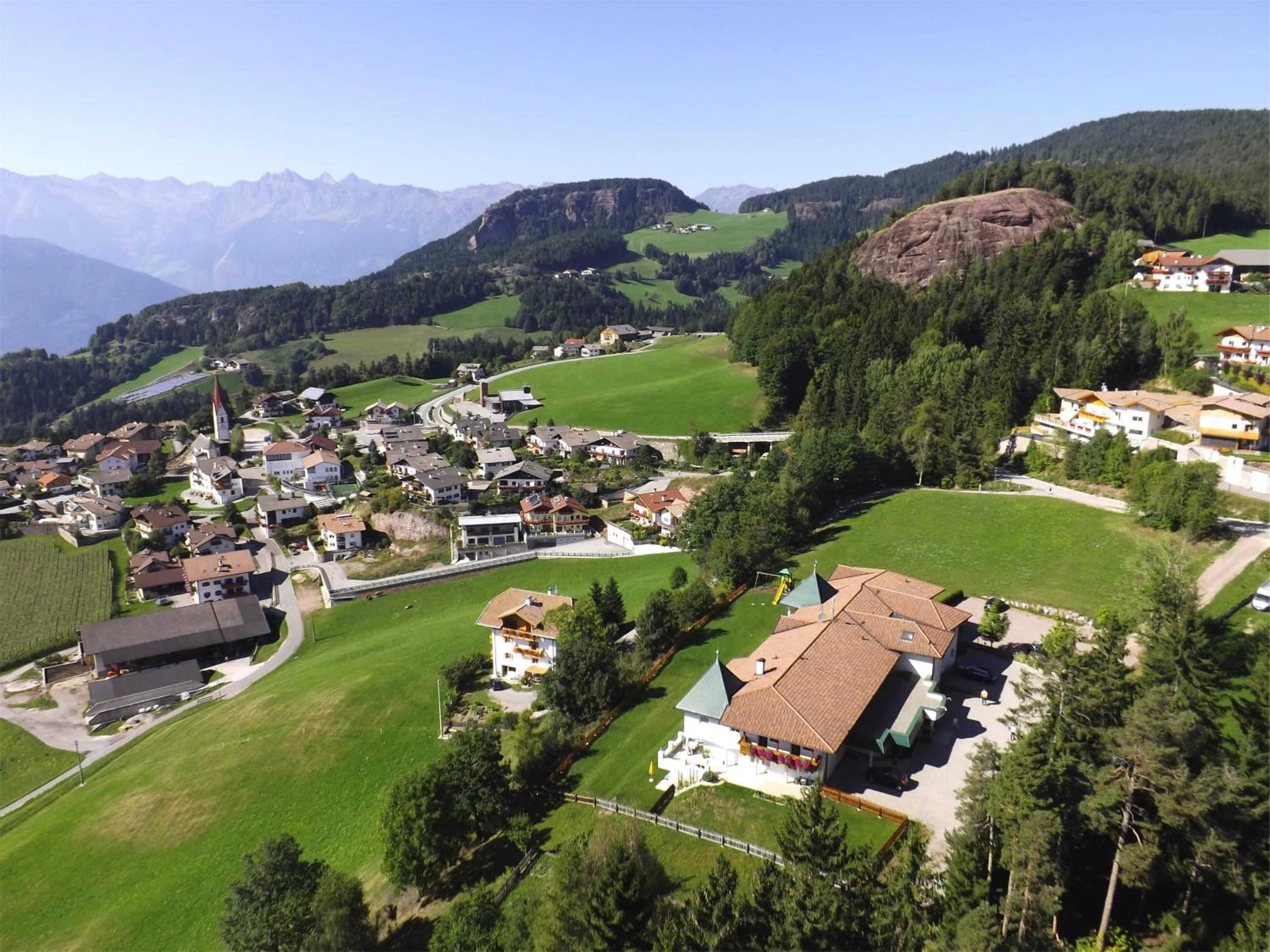 Bird's eye view in Residence Rossboden mit Hallenbad
