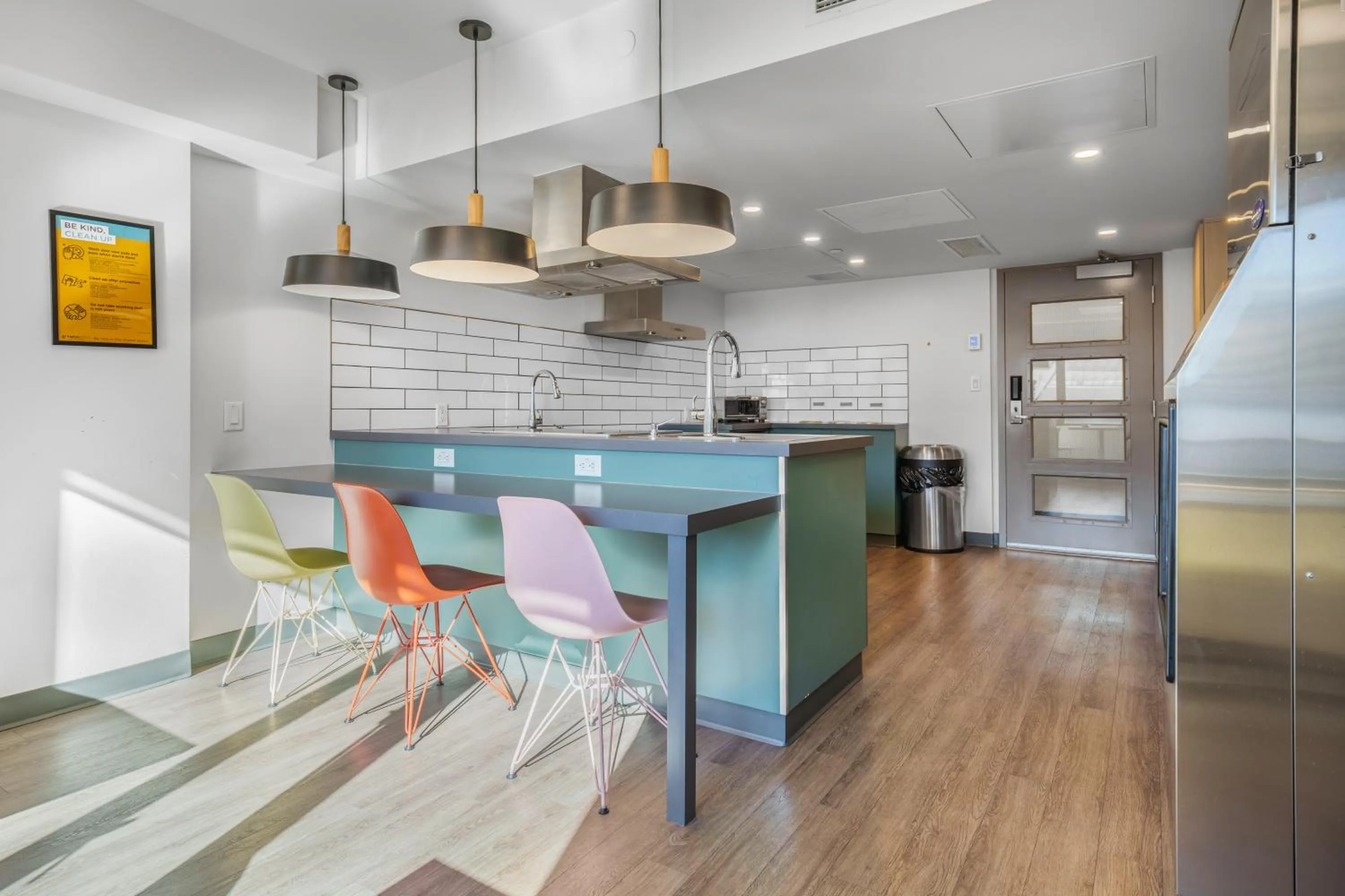 Communal kitchen in YWCA Hotel Vancouver