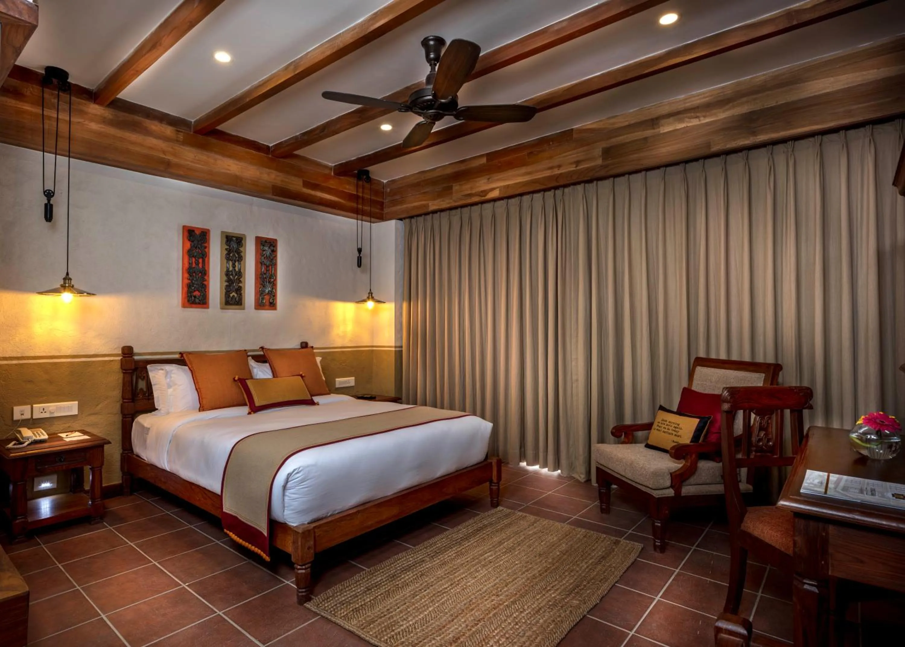 Photo of the whole room, Bed in Nepali Ghar Hotel