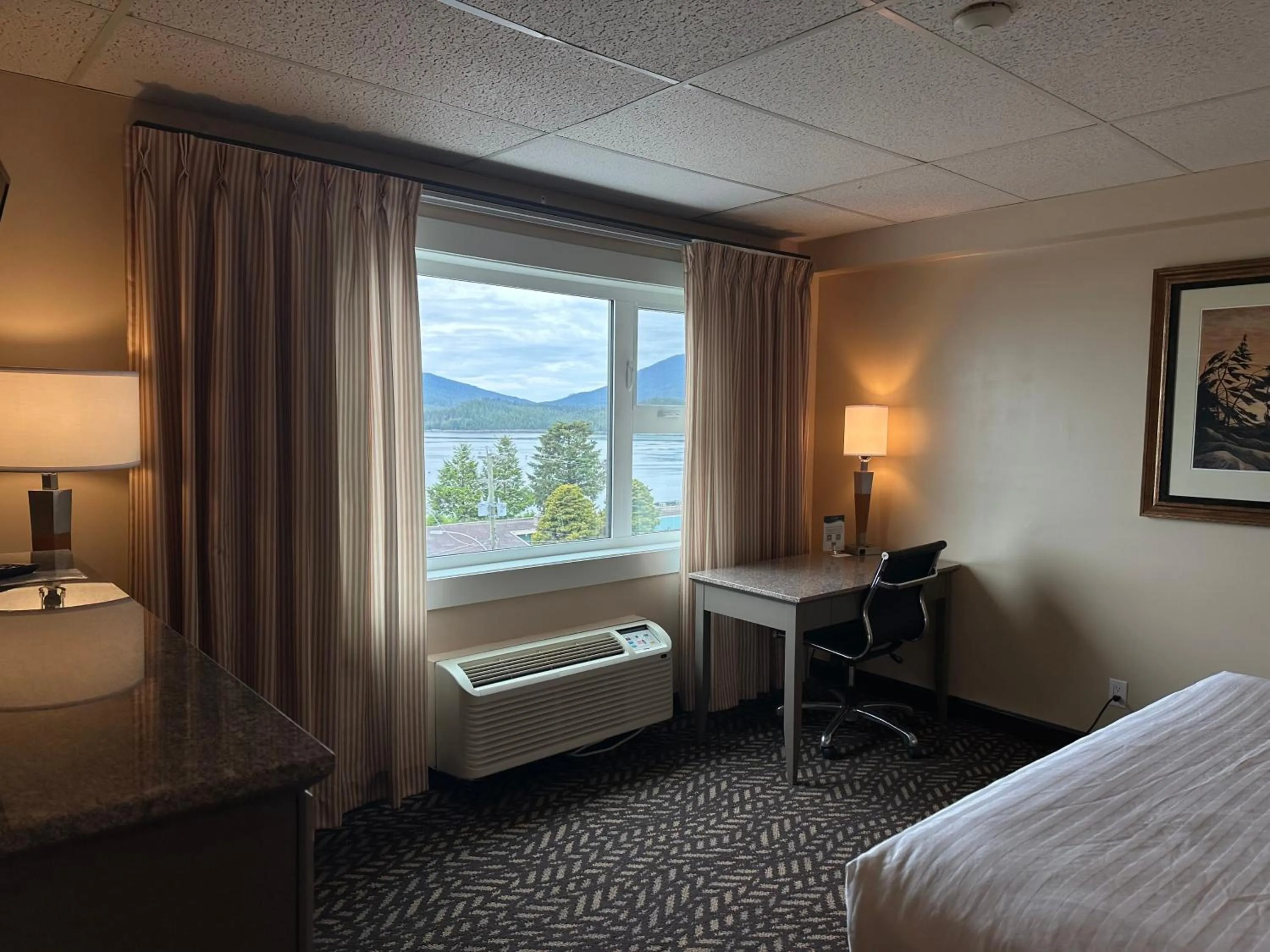 View (from property/room), Bed in Prestige Oceanview Hotel Prince Rupert
