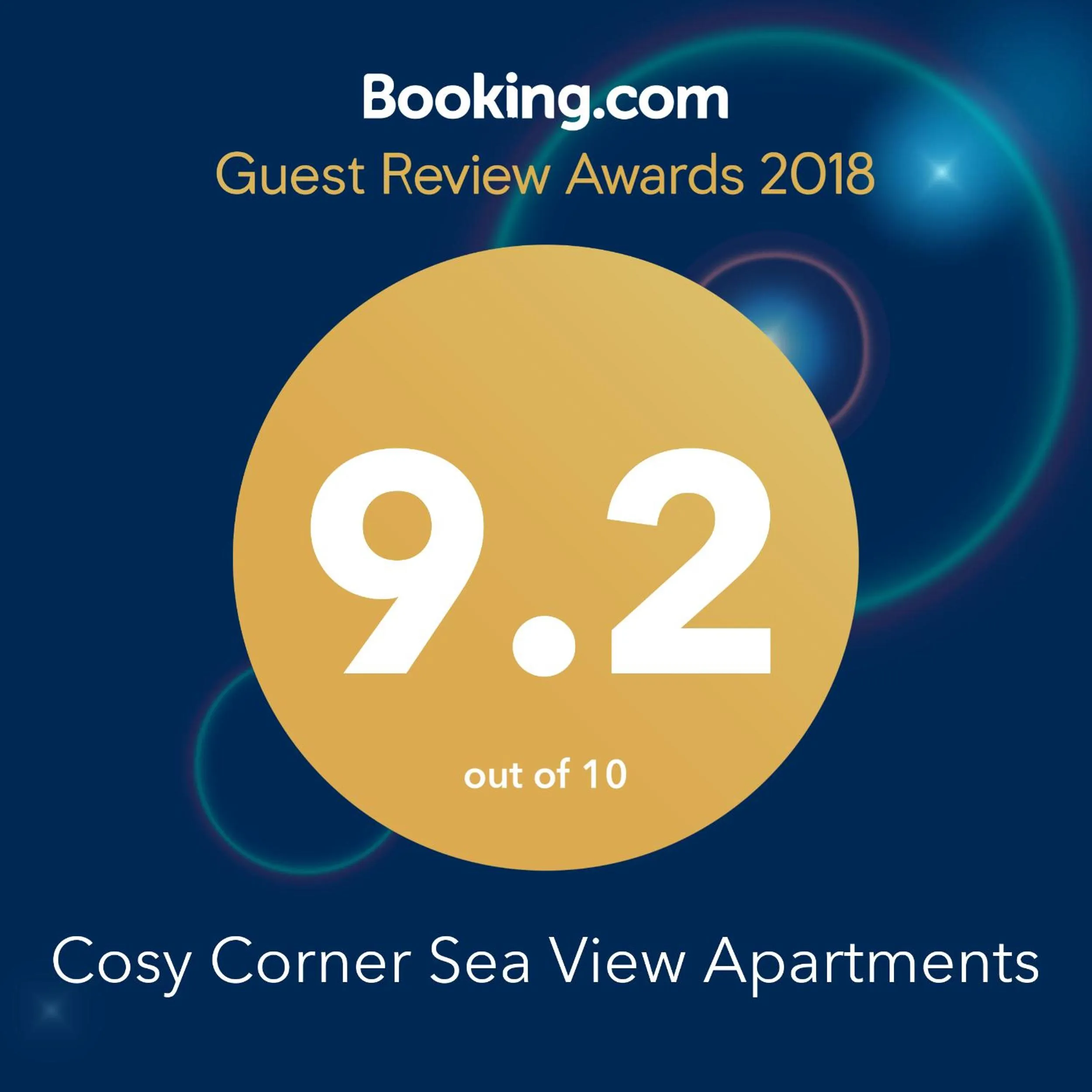 Certificate/Award in Cosy Corner Sea View Apartments