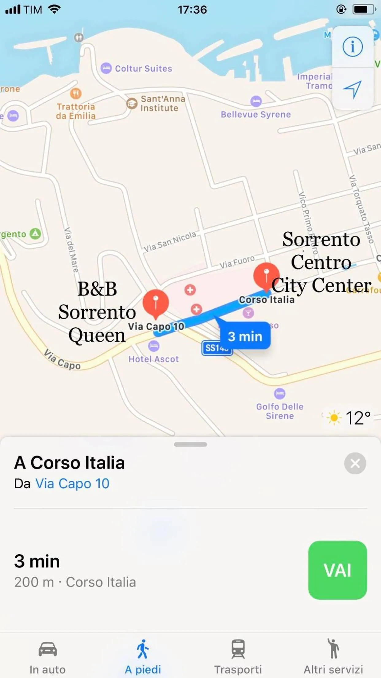 Patio in B&B Sorrento Queen