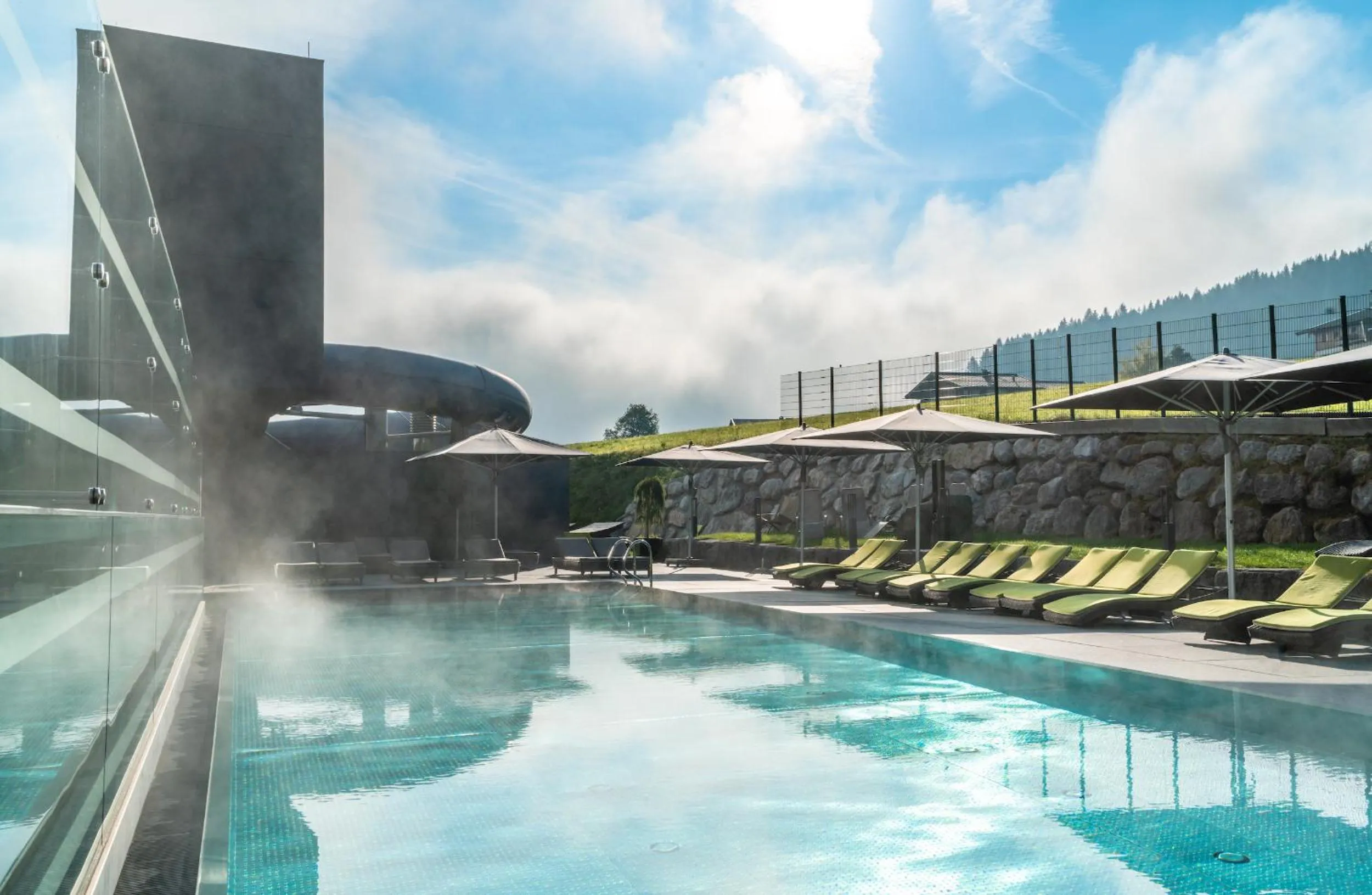 Pool view in Hotel Riederalm