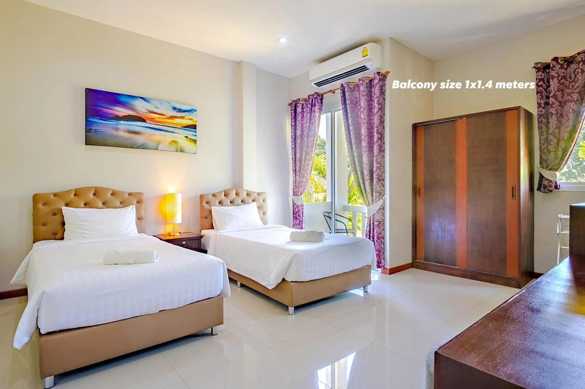 Balcony/Terrace, Bed in Maikhao Beach Residence