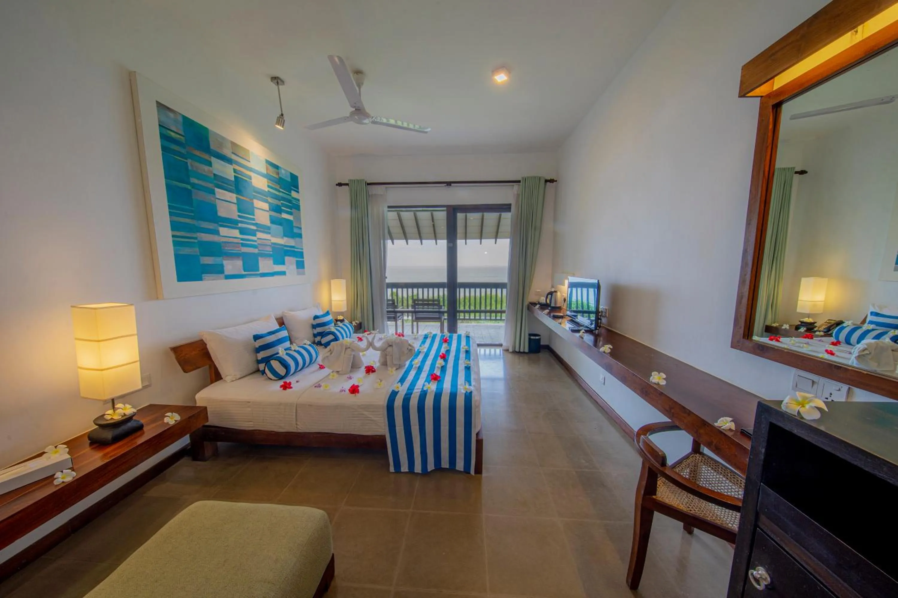 Seating area, Bed in Temple Tree Resort & Spa