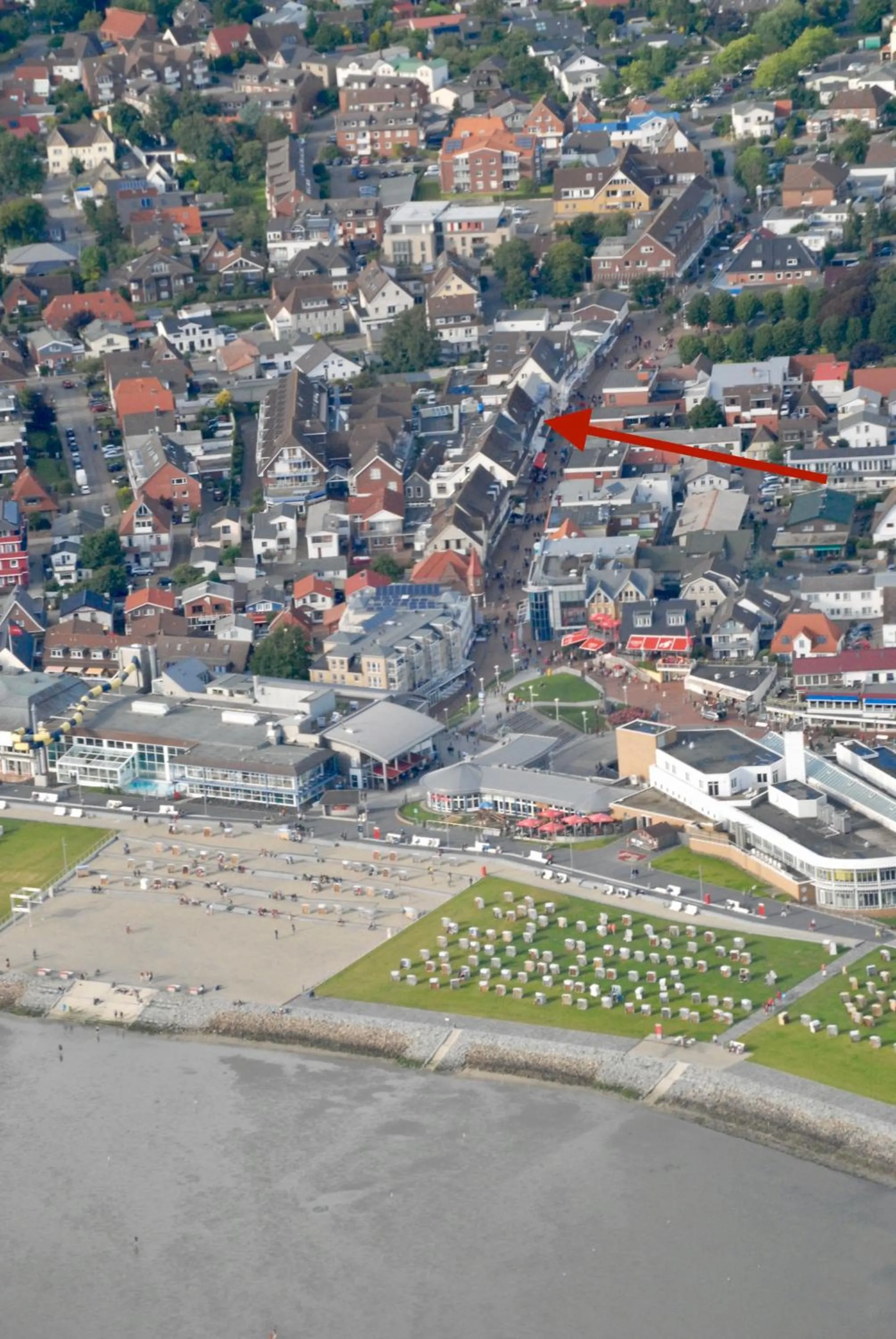 Bird's eye view in Ferienwohnung NORDIA Allee und See