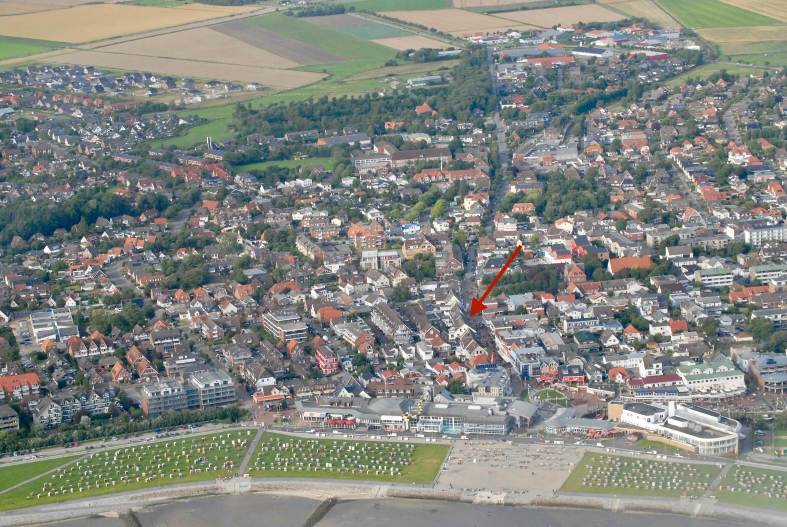 Bird's eye view in Ferienwohnung NORDIA Allee und See