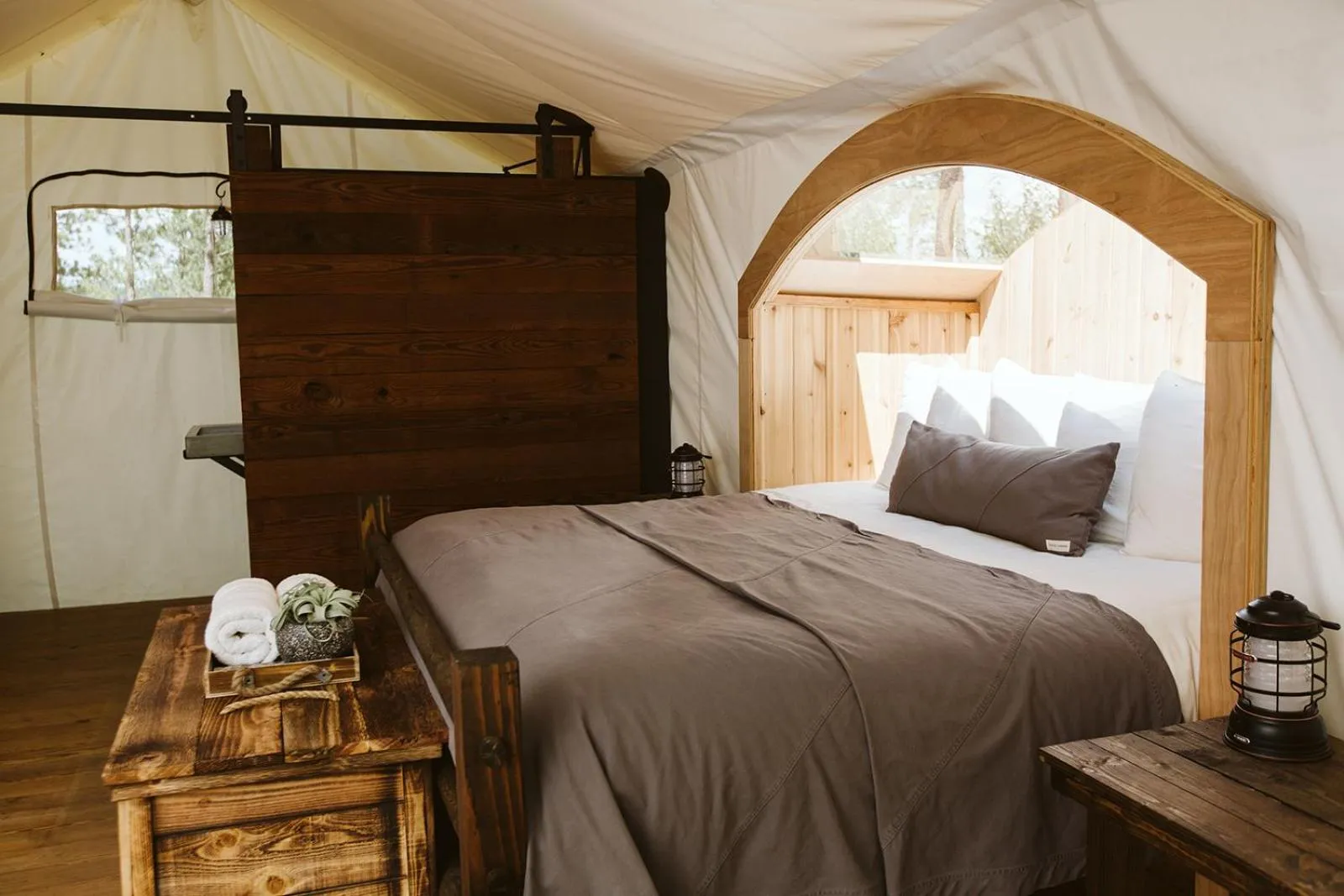 Bed in Under Canvas Mount Rushmore