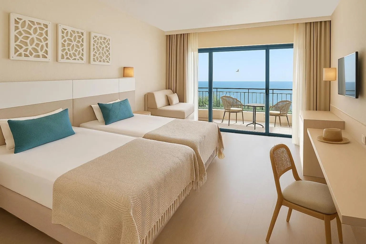 View (from property/room), Bed in GRIFID Arabella Hotel - Ultra All inclusive & Aquapark