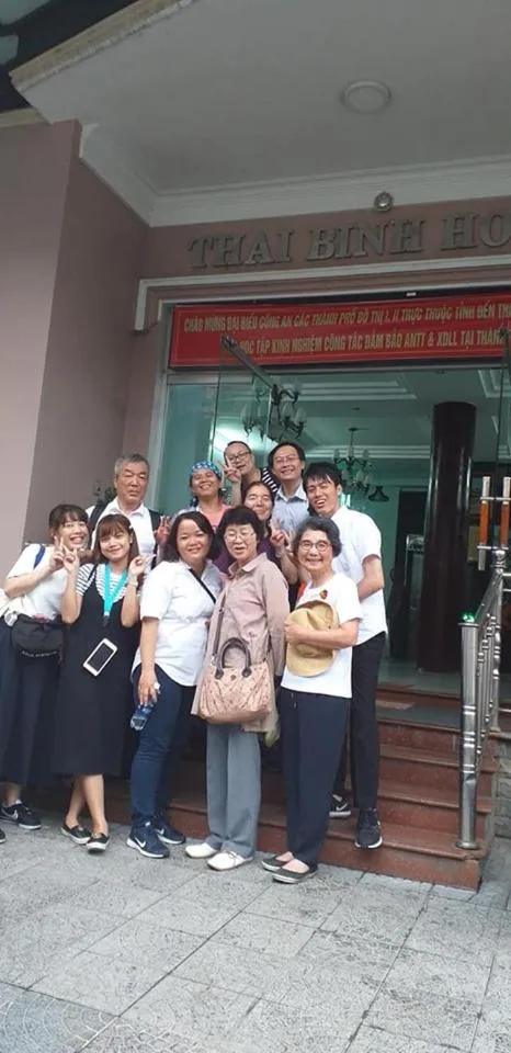 group of guests in Thai Binh II Hotel