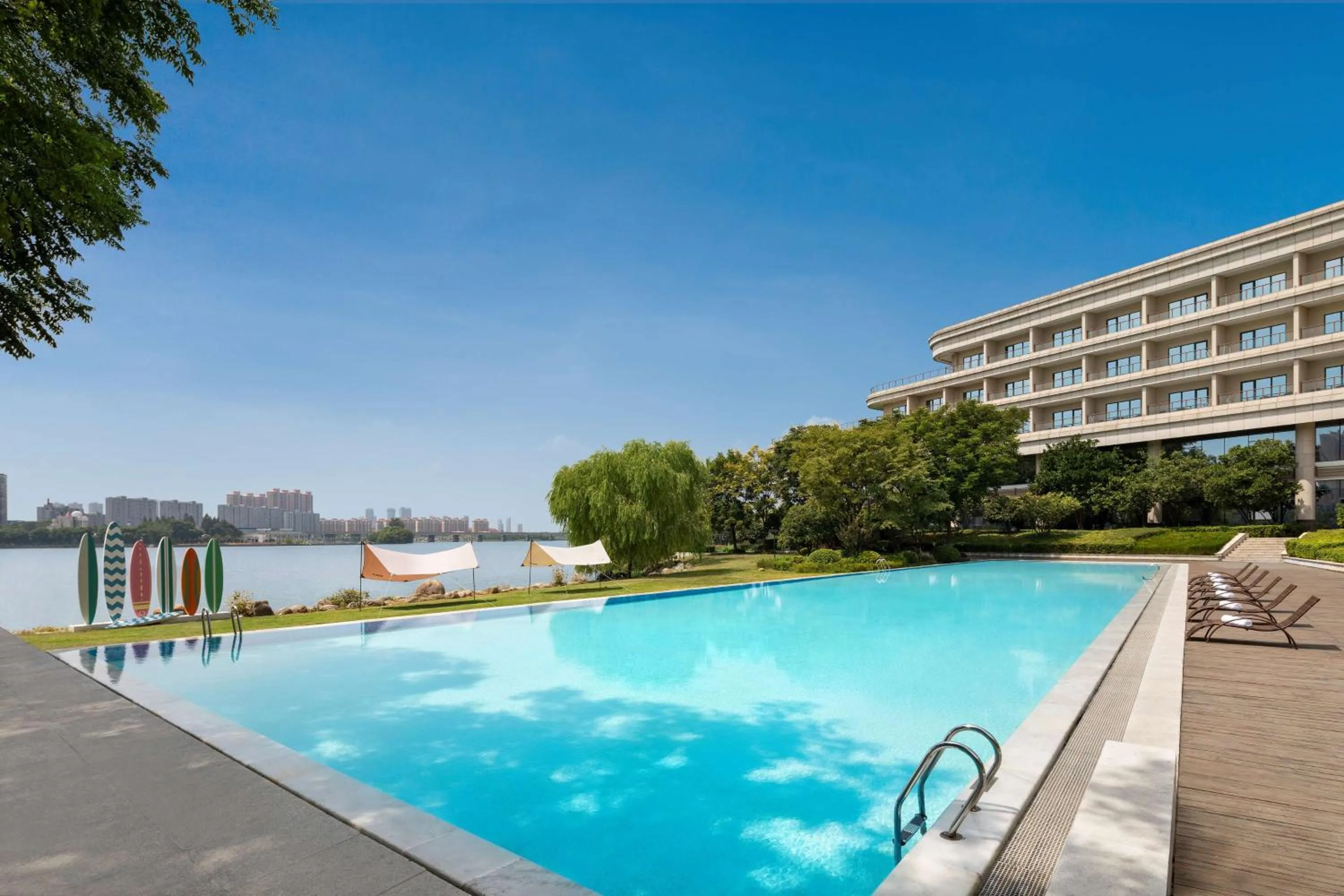 Pool view in Radisson Blu Hotel Wuhan ETD Zone