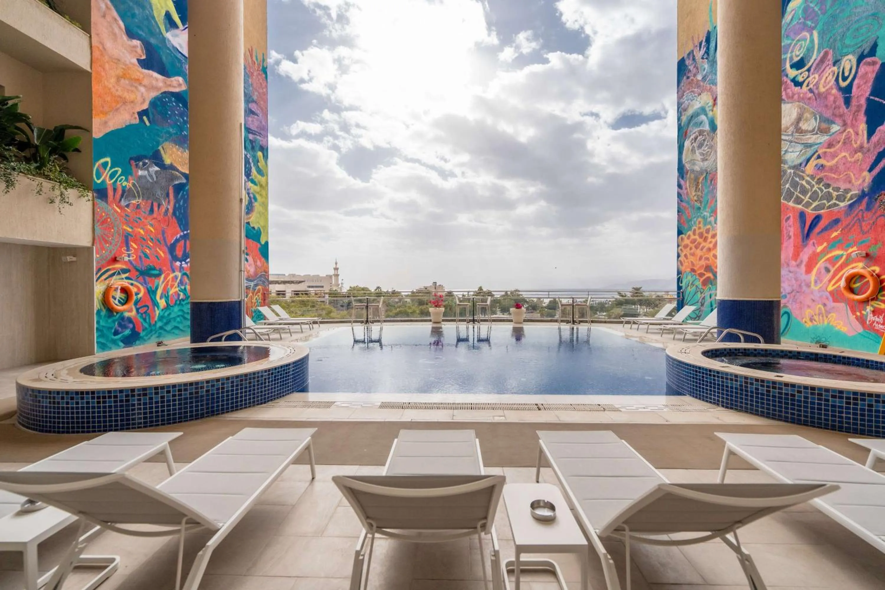 Pool view in DoubleTree by Hilton Hotel Aqaba