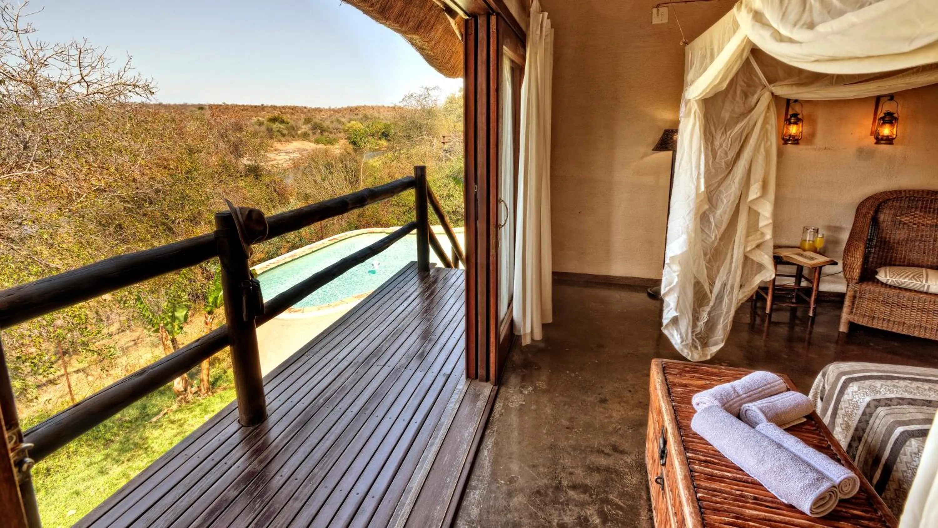 Bed in Nyati Safari Lodge