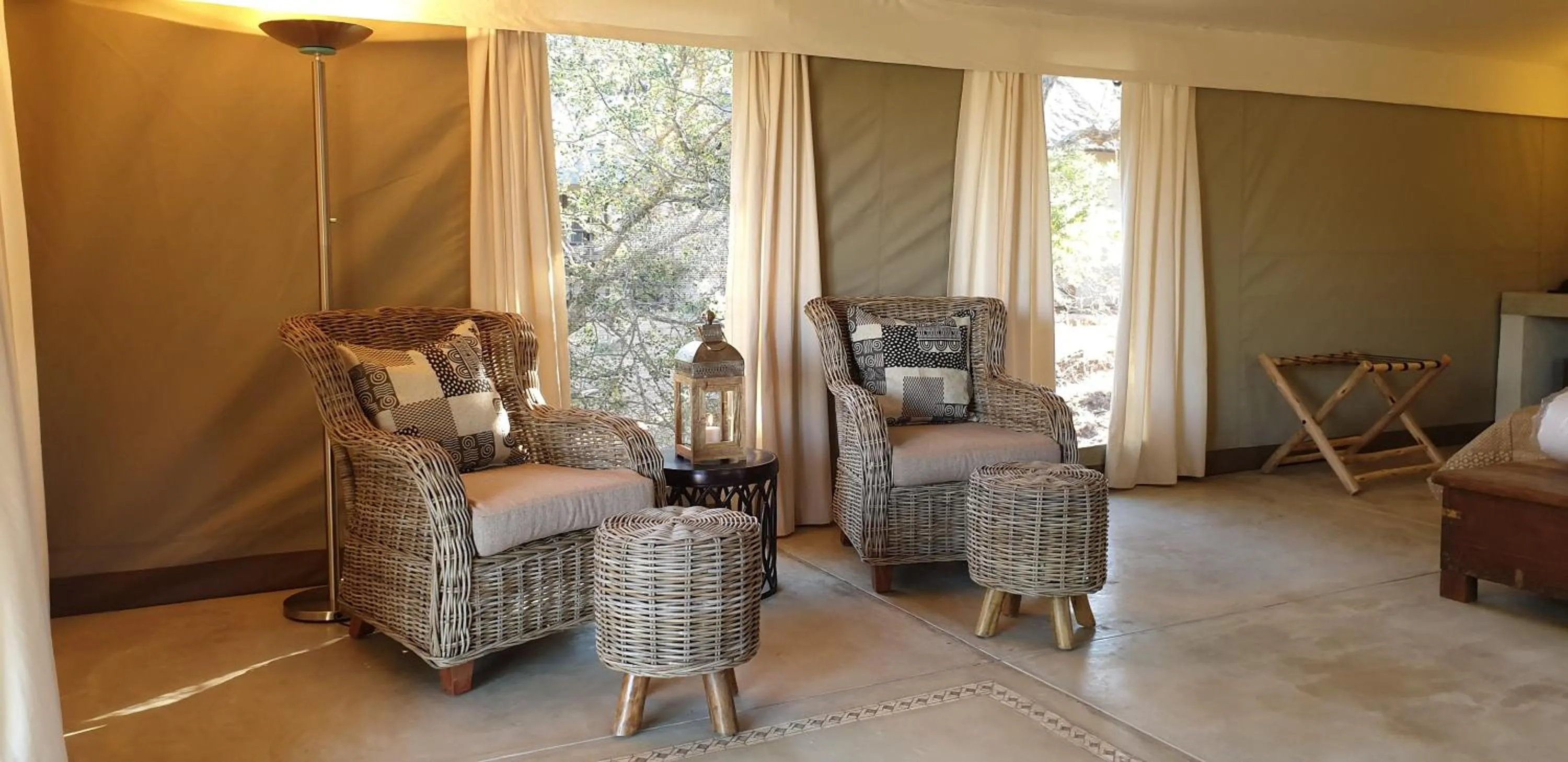 Seating area in Nyati Safari Lodge