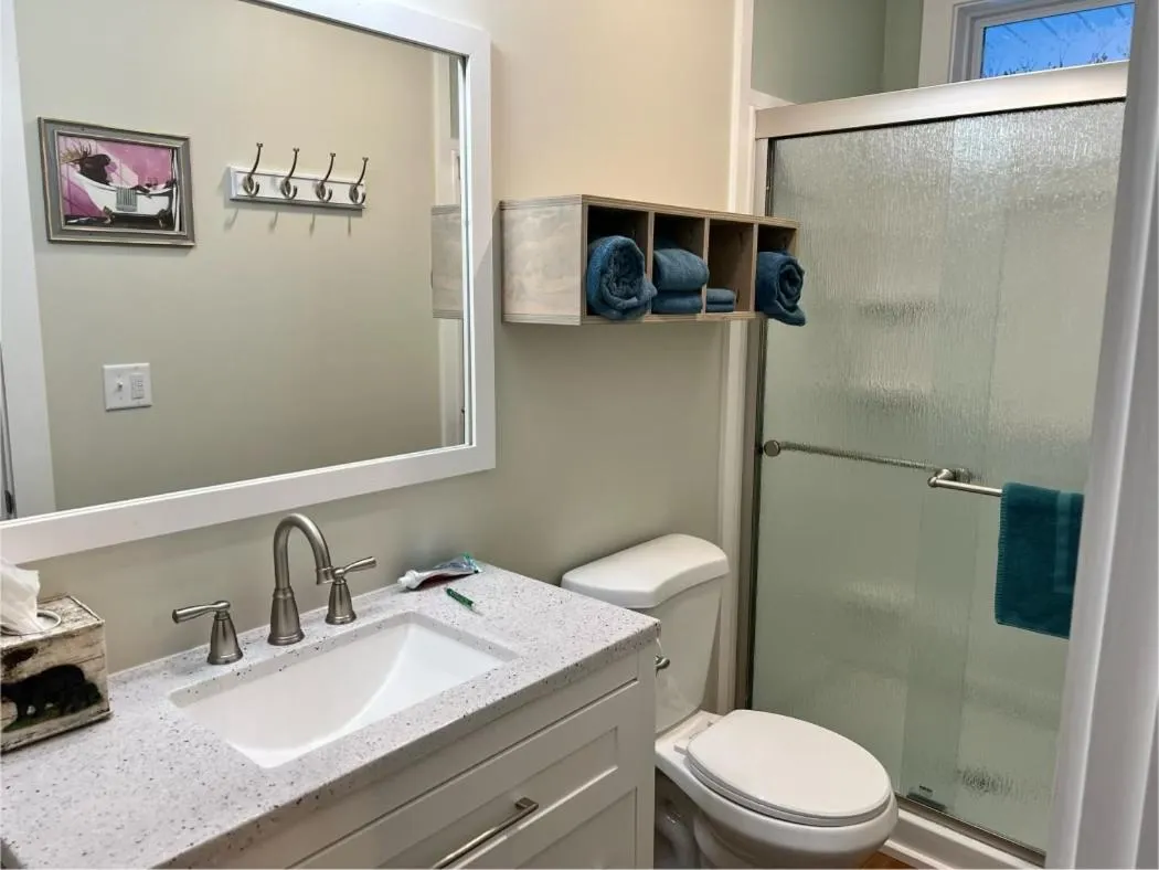 Shower in Rangeley Town & Lake