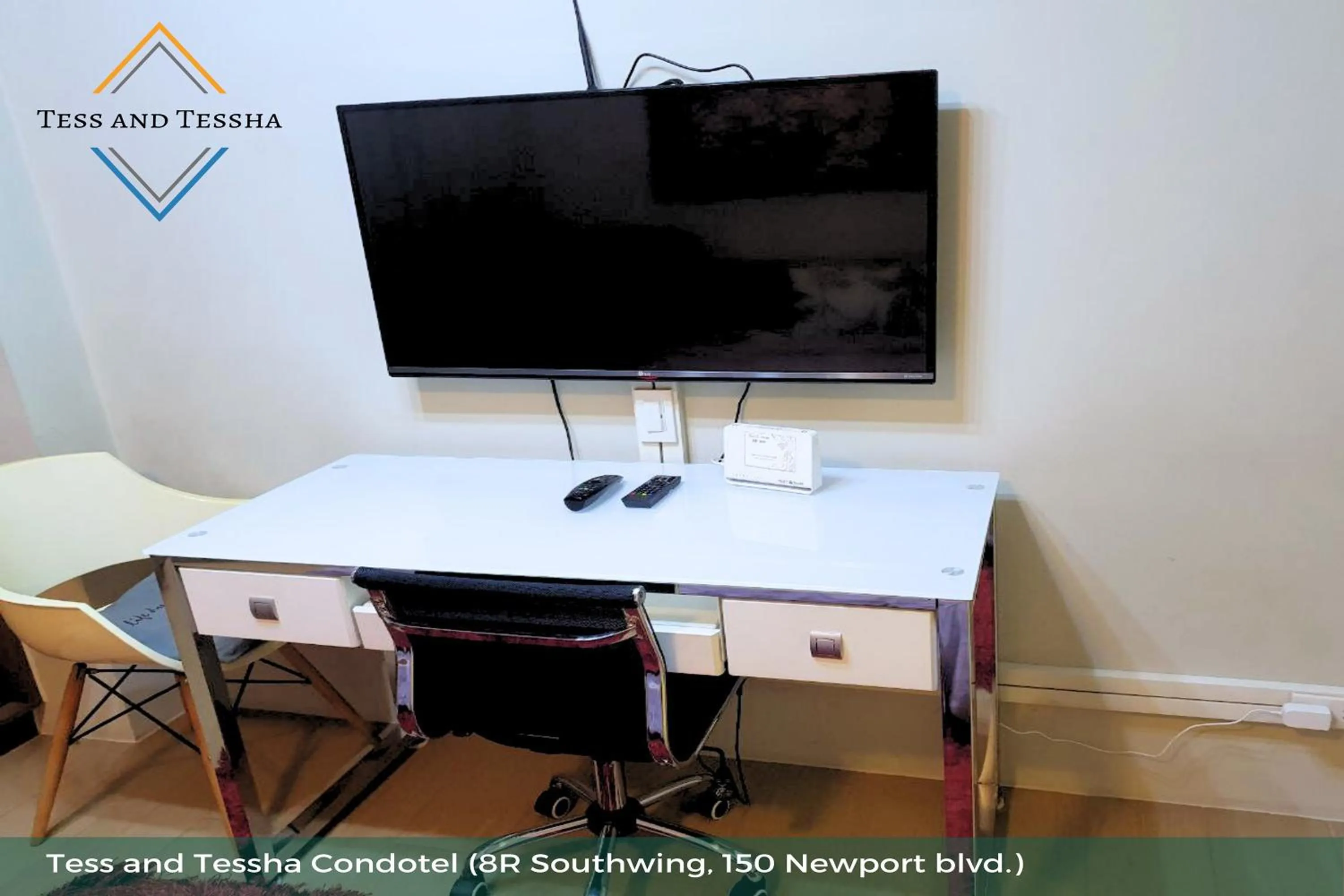 Text overlay in Tess and Tessha Condotel near T3 Airport