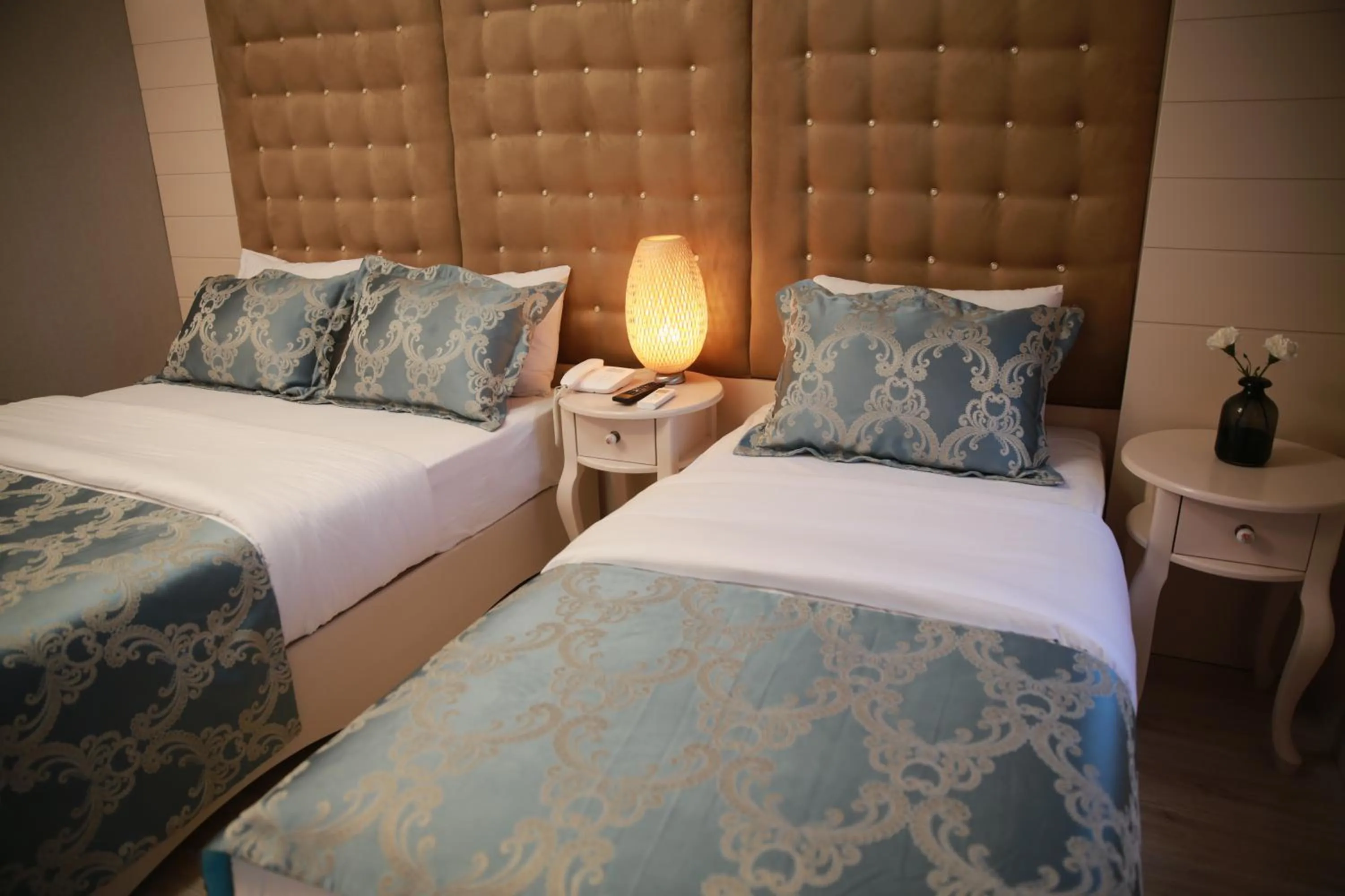 Decorative detail, Bed in Pelican House Hotel