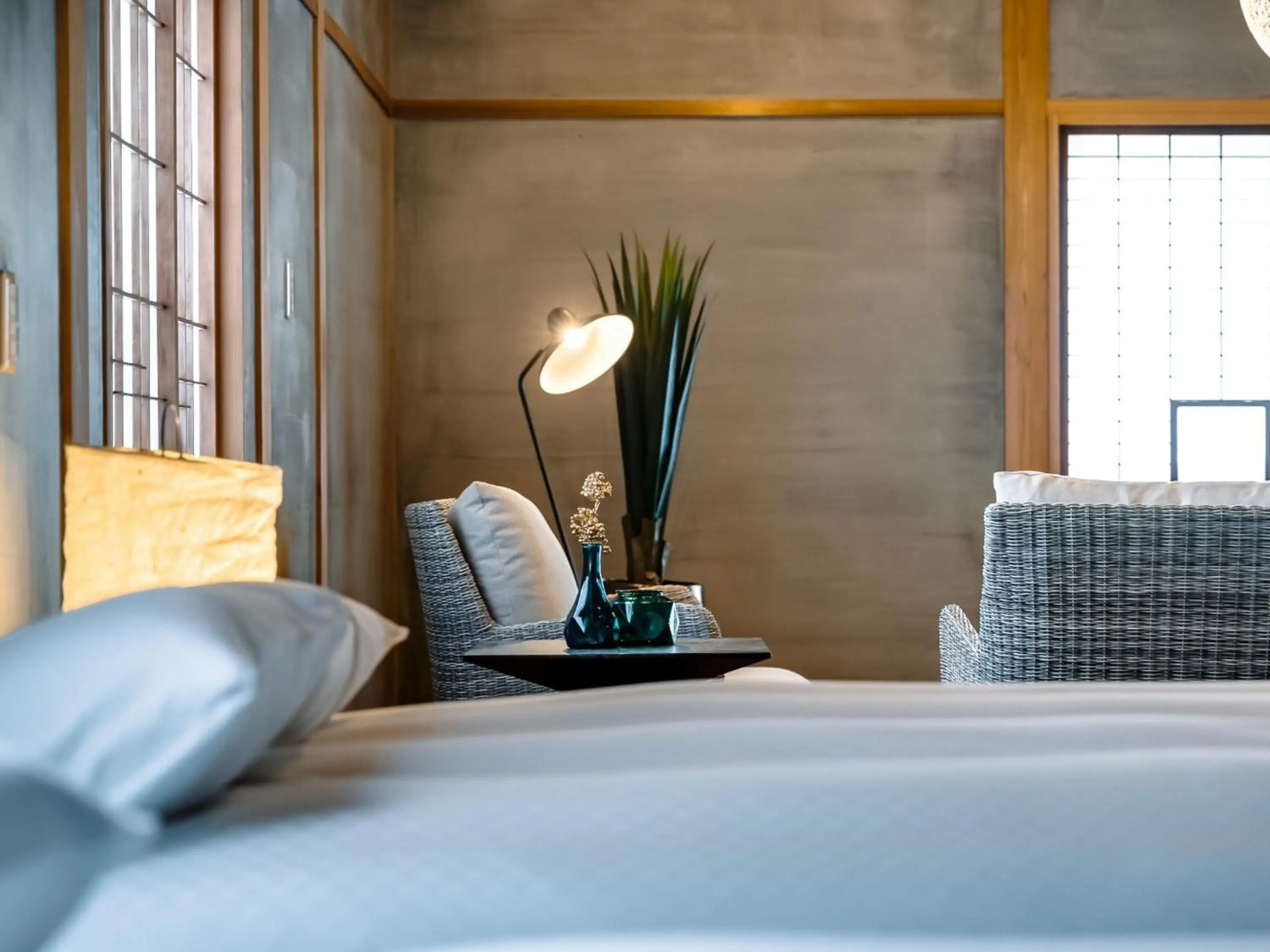 Bed in NIPPONIA Sawara Merchant Town Hotel