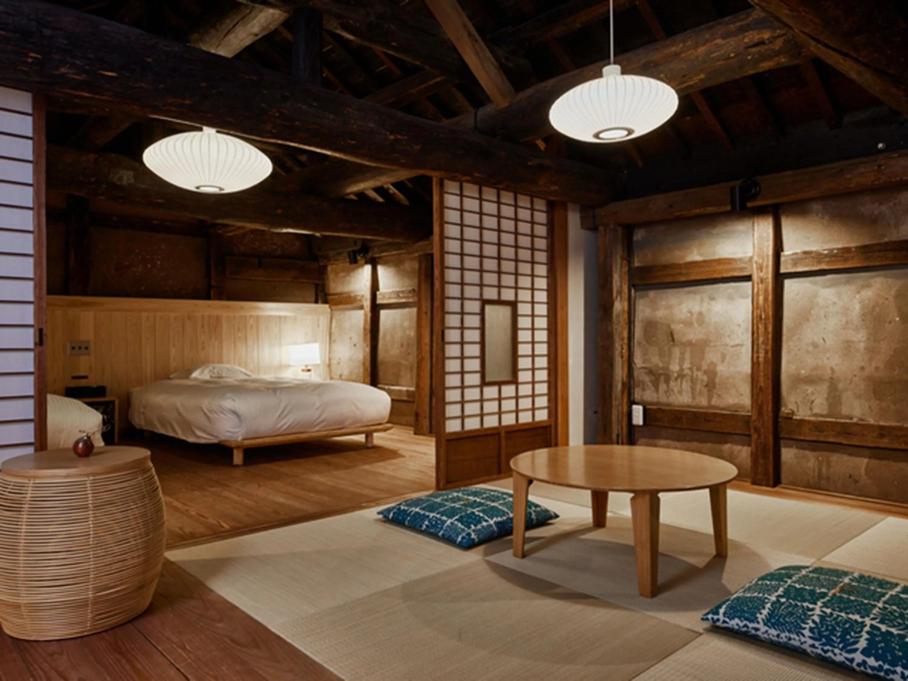 Bed in NIPPONIA Sawara Merchant Town Hotel