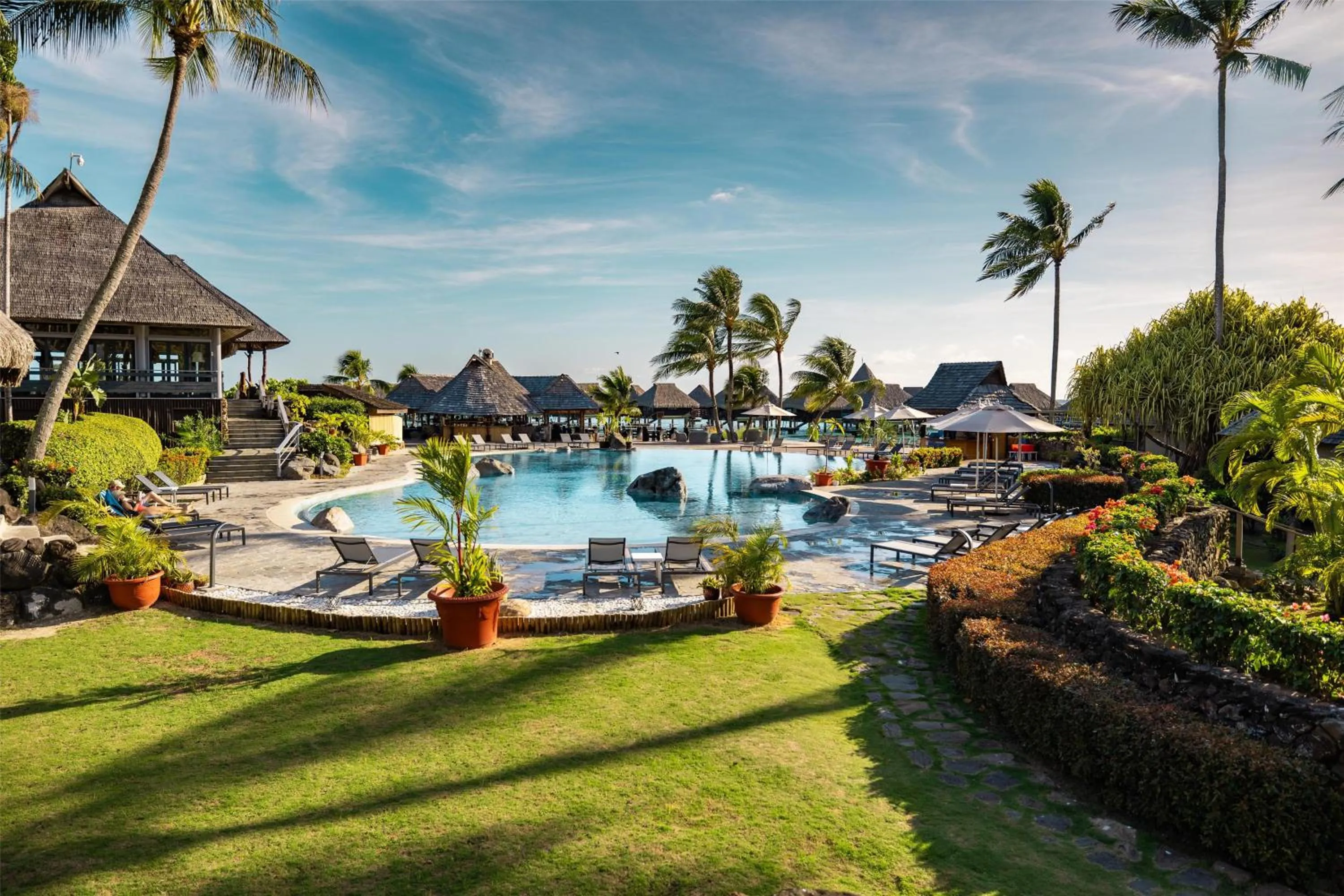 Pool view in Hilton Moorea Lagoon Resort & Spa