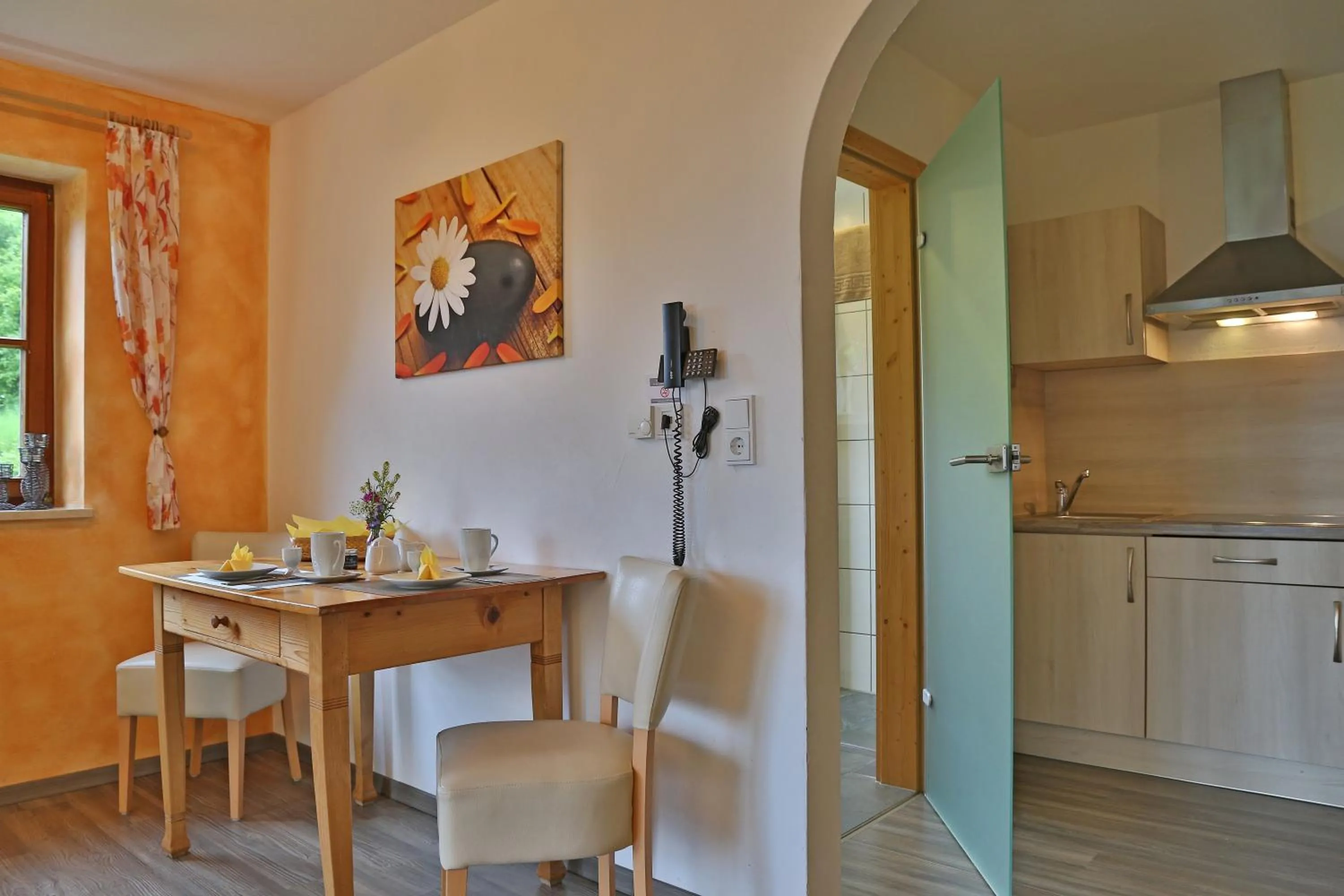 Kitchen or kitchenette in Alpenstern Finy, Bio-Gästehaus