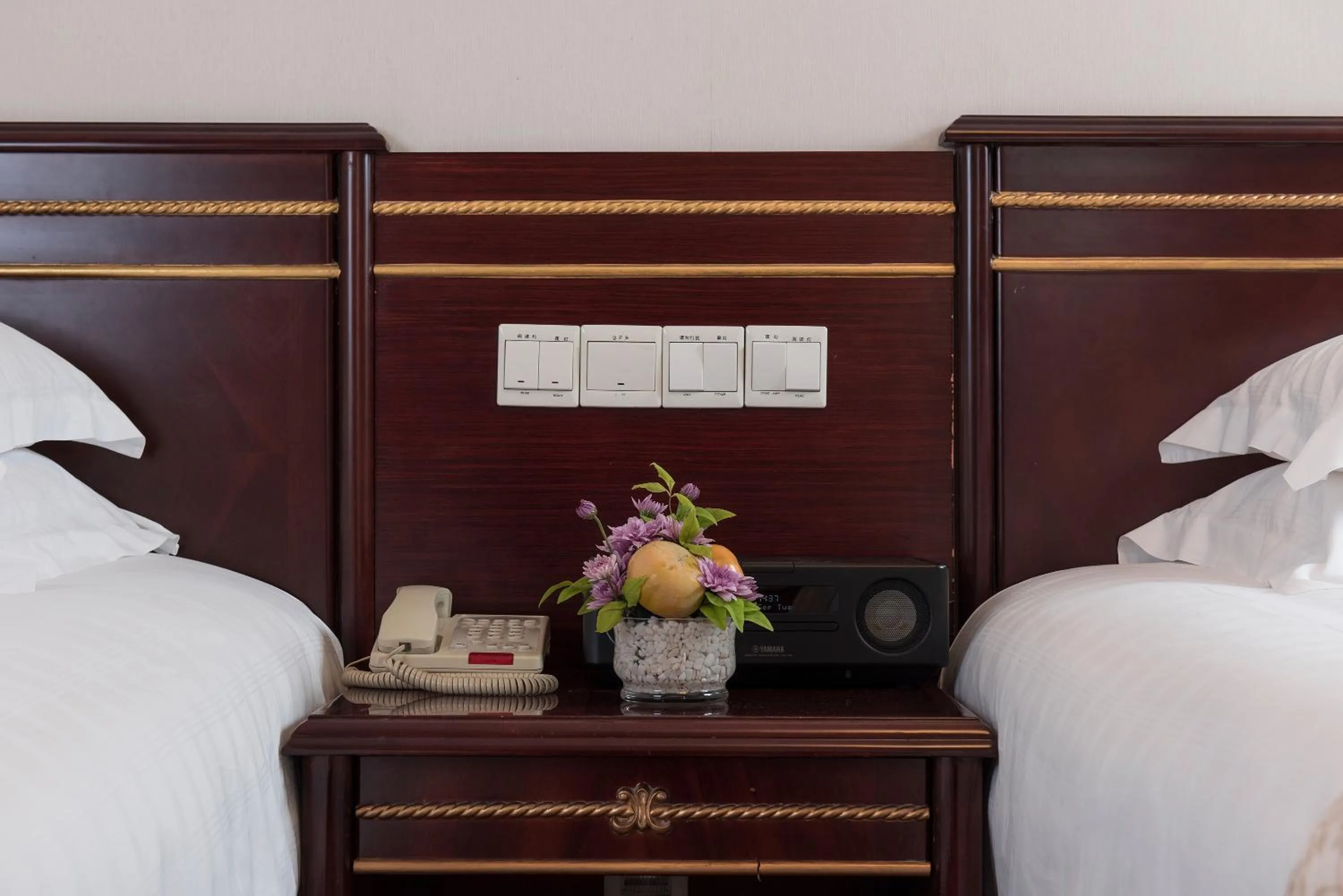 Decorative detail, Bed in Zhejiang Xizi Hotel
