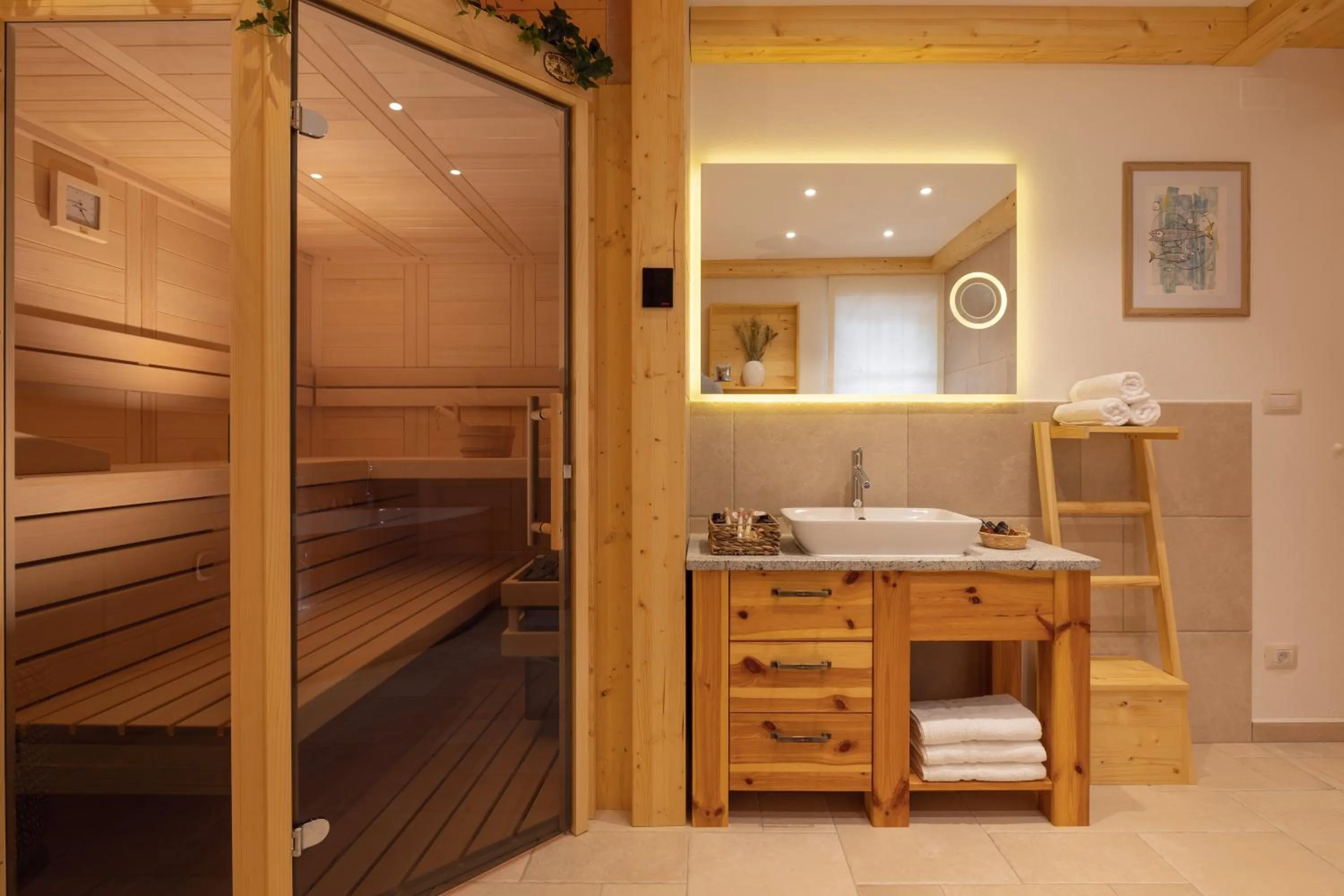 Sauna, Bed in PRIVILLAGE Stare - B&B