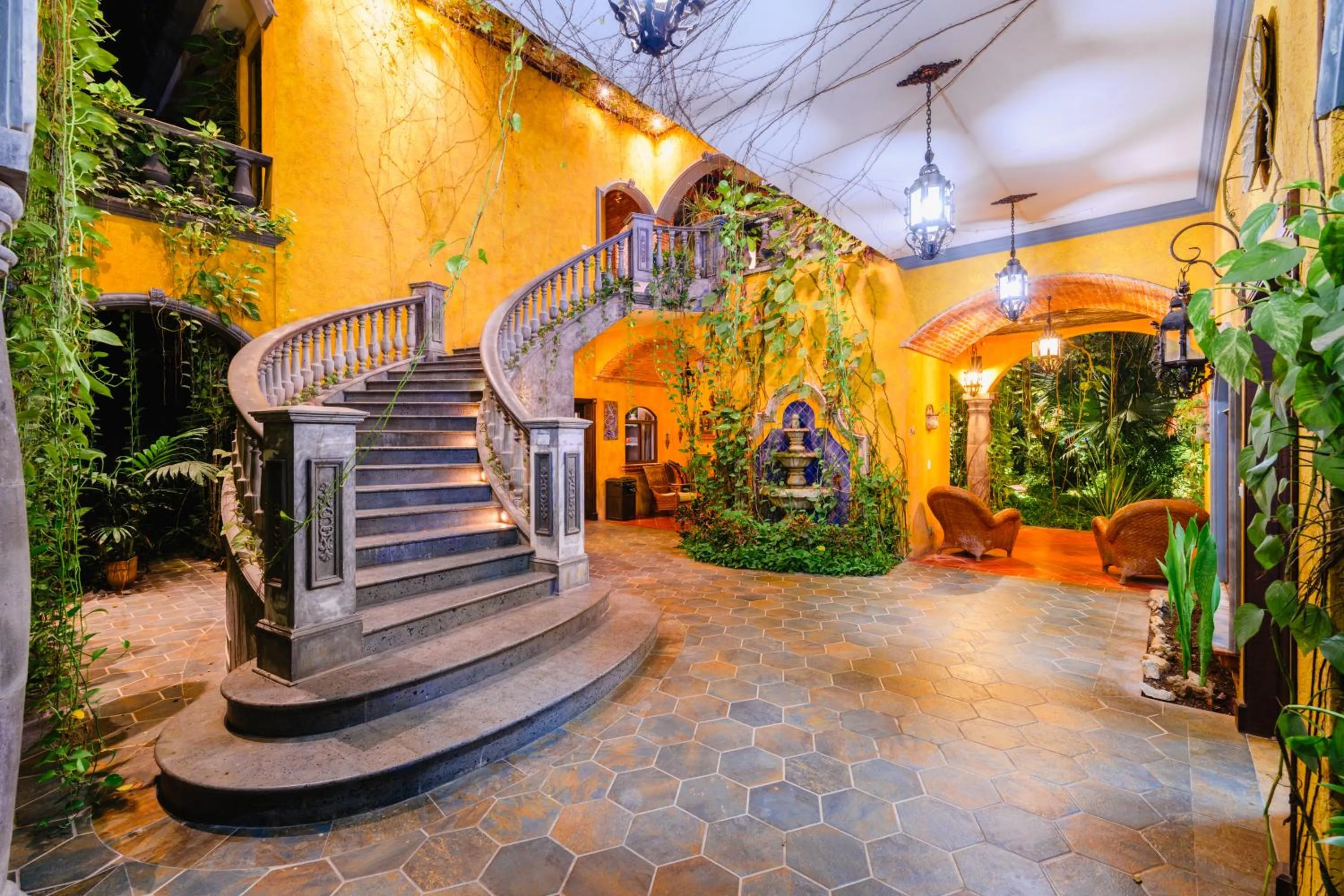 Garden in La Hacienda Hotel, at Xcaret