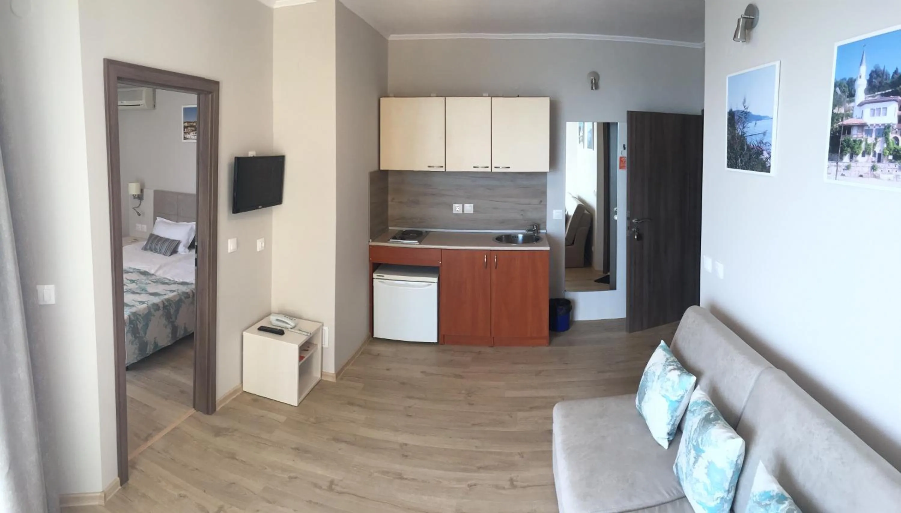 Kitchen or kitchenette in Helios Hotel