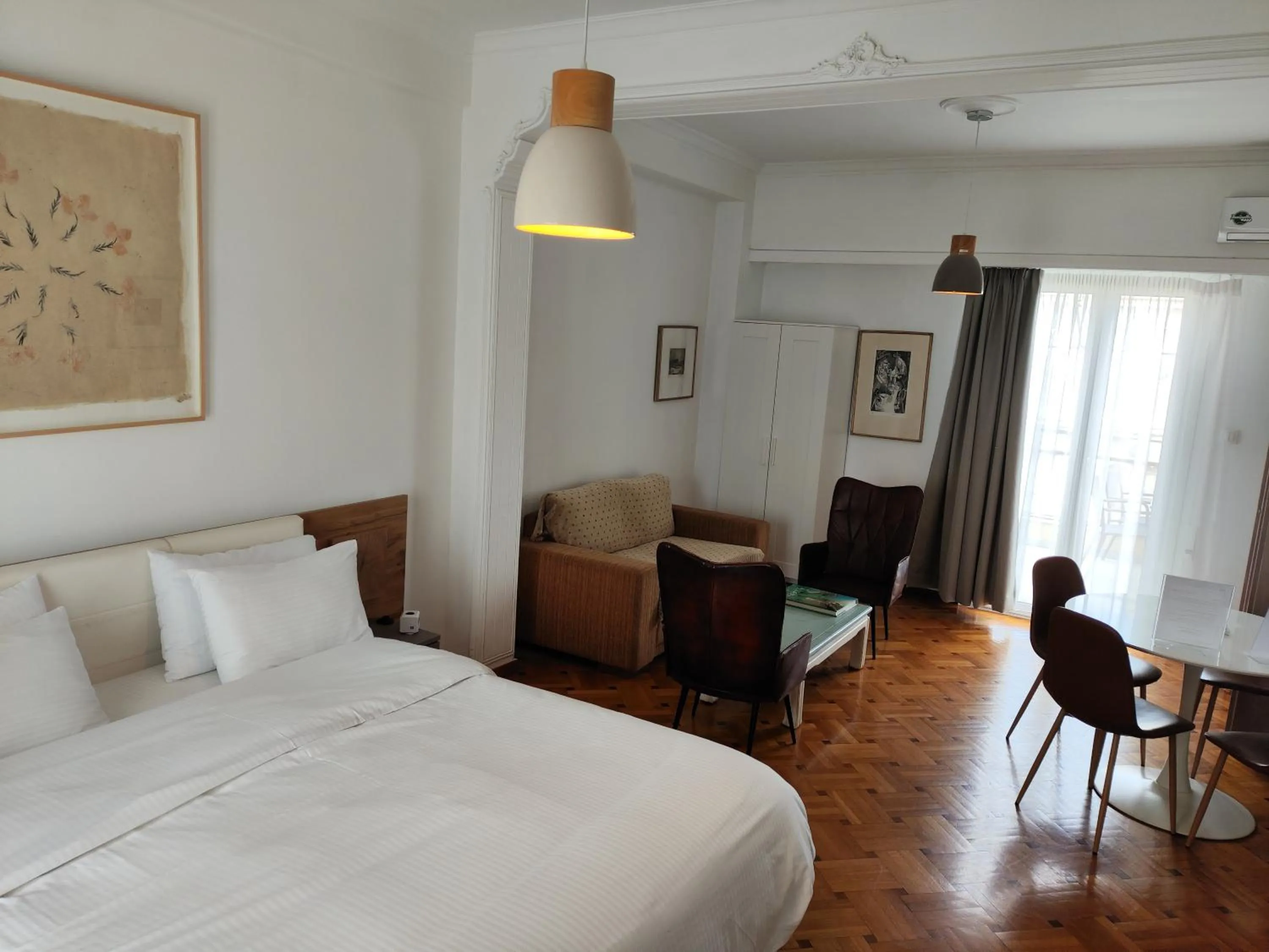 Living room, Bed in Ulysses Apartments Acropolis