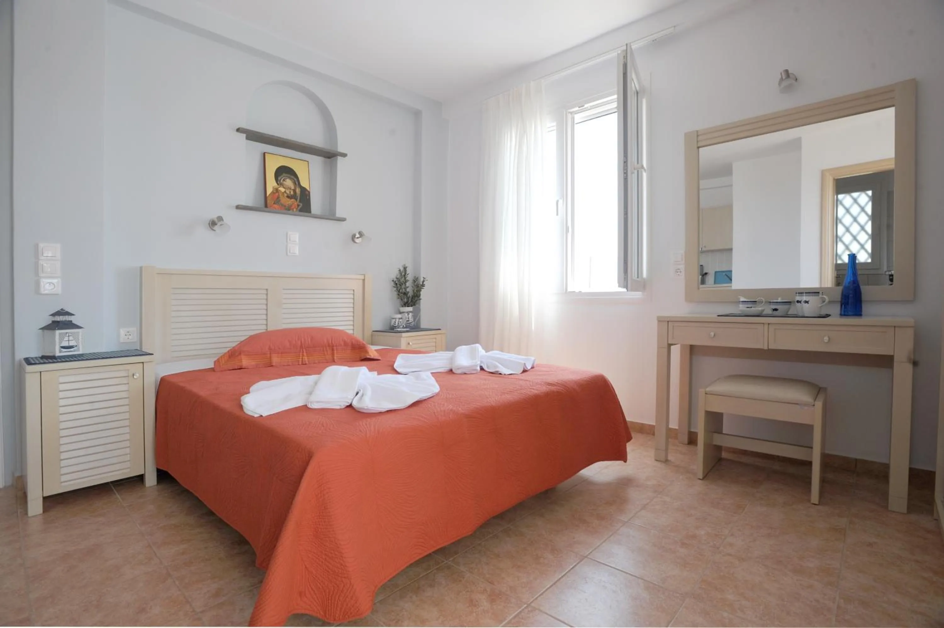 Bedroom, Bed in Aigaio Studios tinos