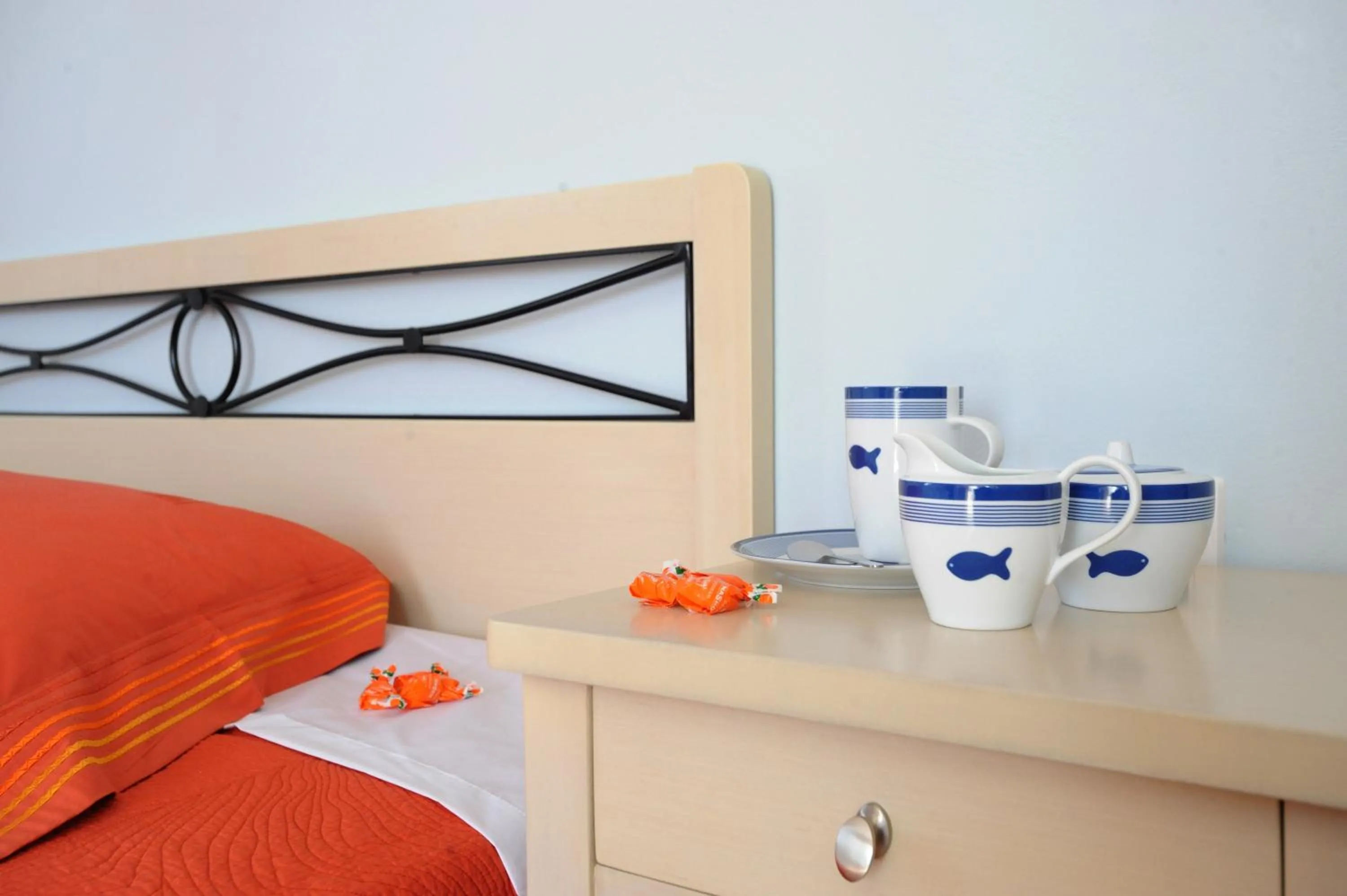 Decorative detail, Bed in Aigaio Studios tinos