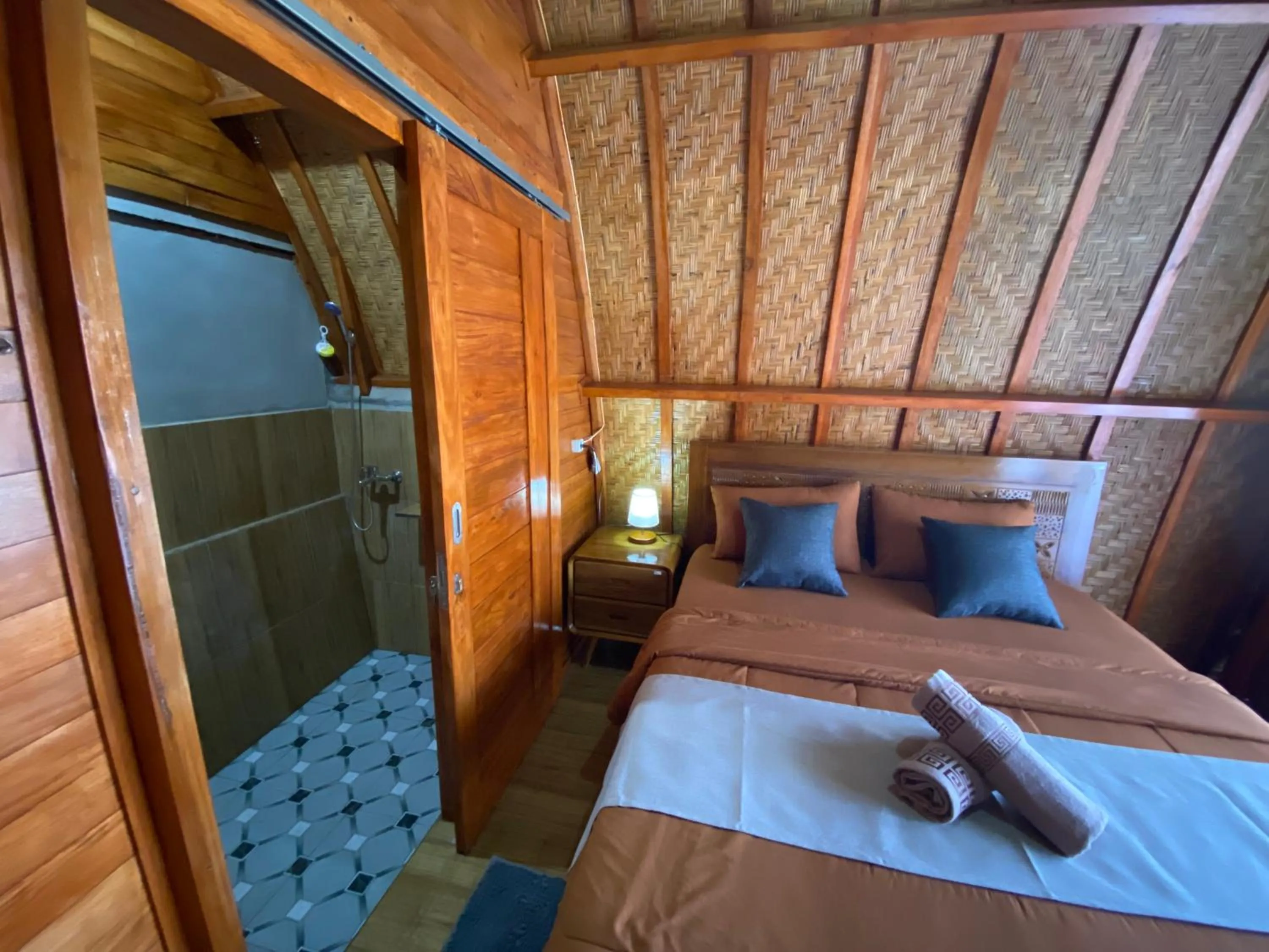 Bedroom, Bed in Batur Bamboo Cabin by ecommerceloka