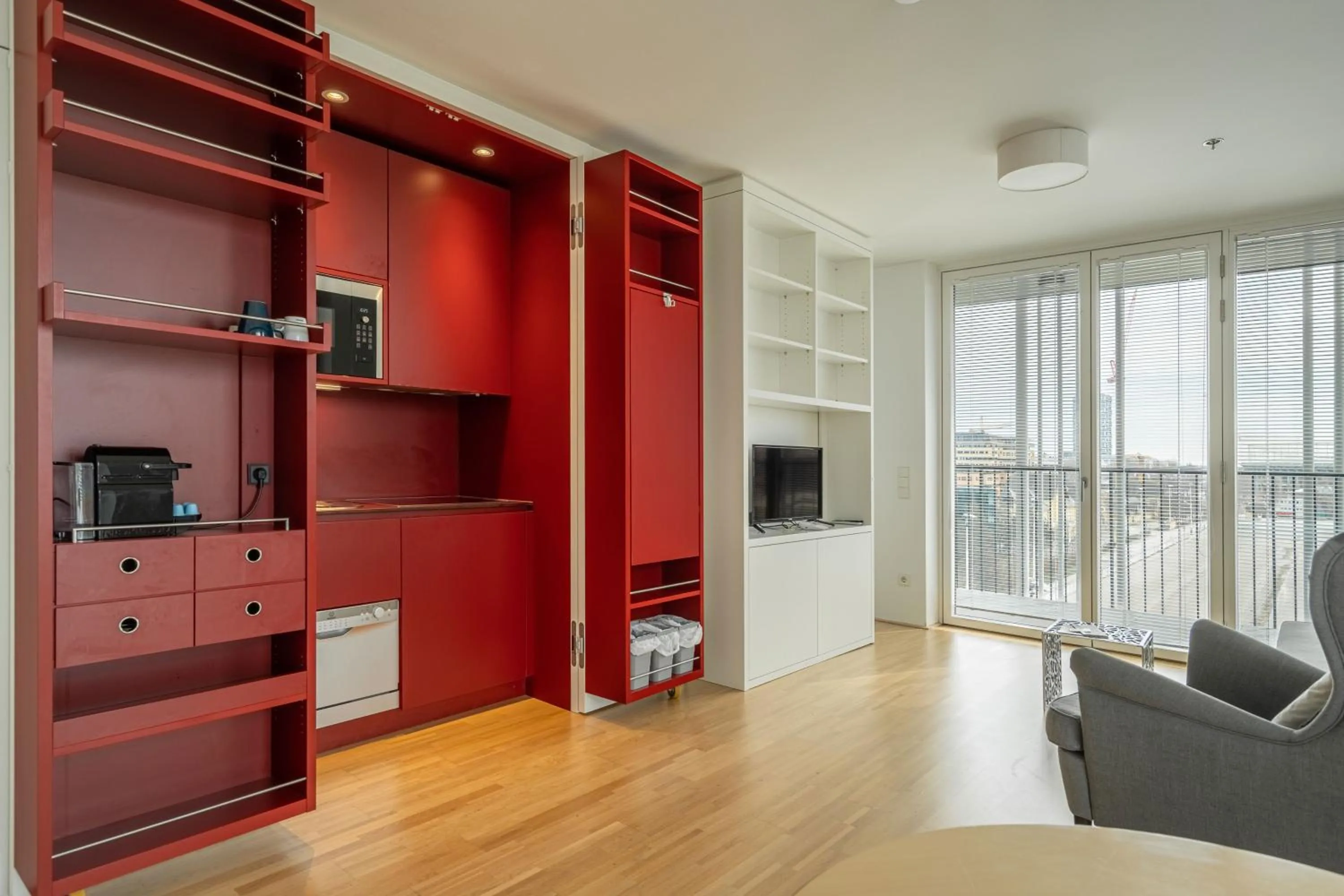 Kitchen or kitchenette in easy-flat Grüner Prater - Balcony Apartments near Metro