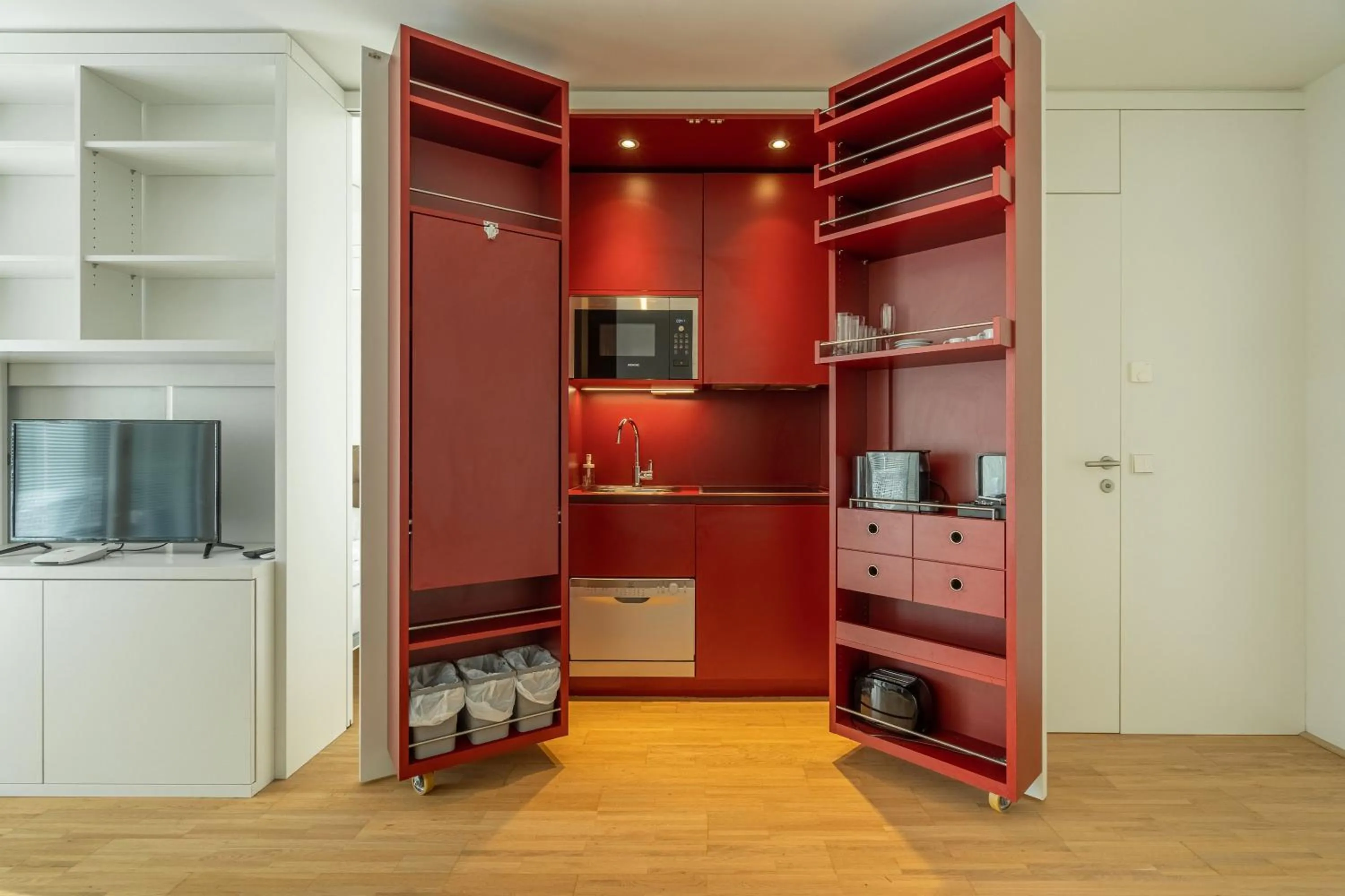 Kitchen or kitchenette in easy-flat Grüner Prater - Balcony Apartments near Metro