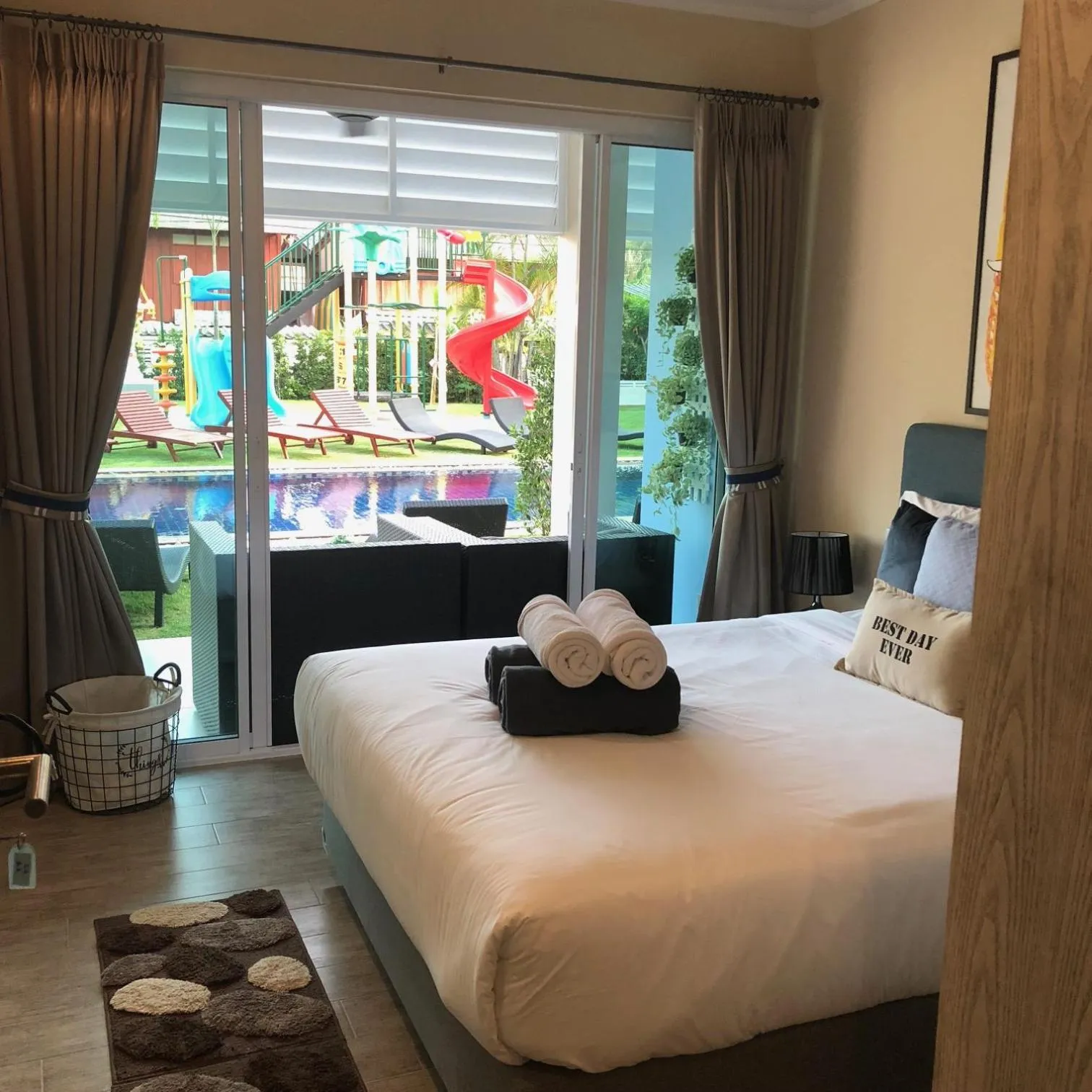 Bed in Surf and Sand Resort