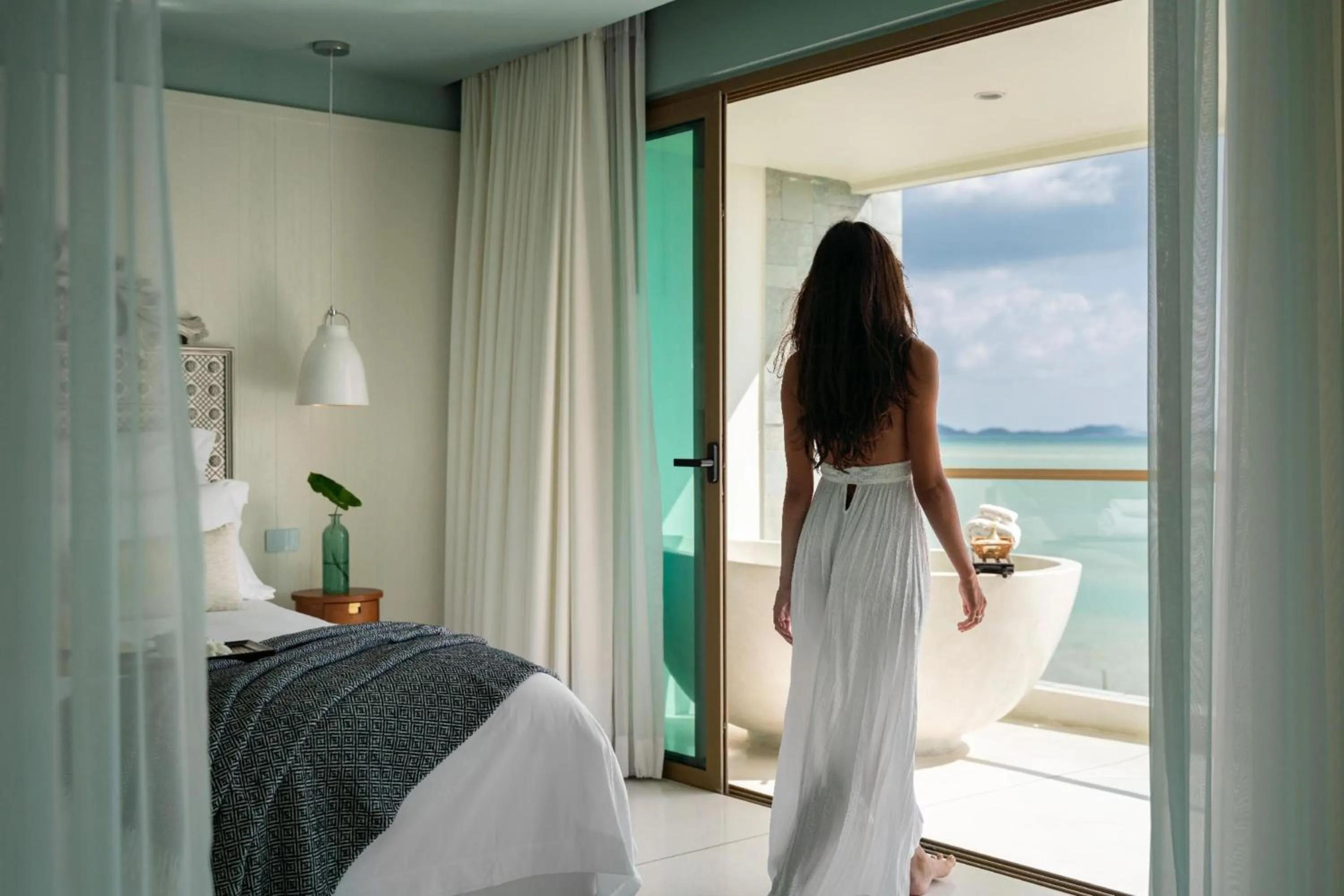 View (from property/room), Bed in The Beach Samui