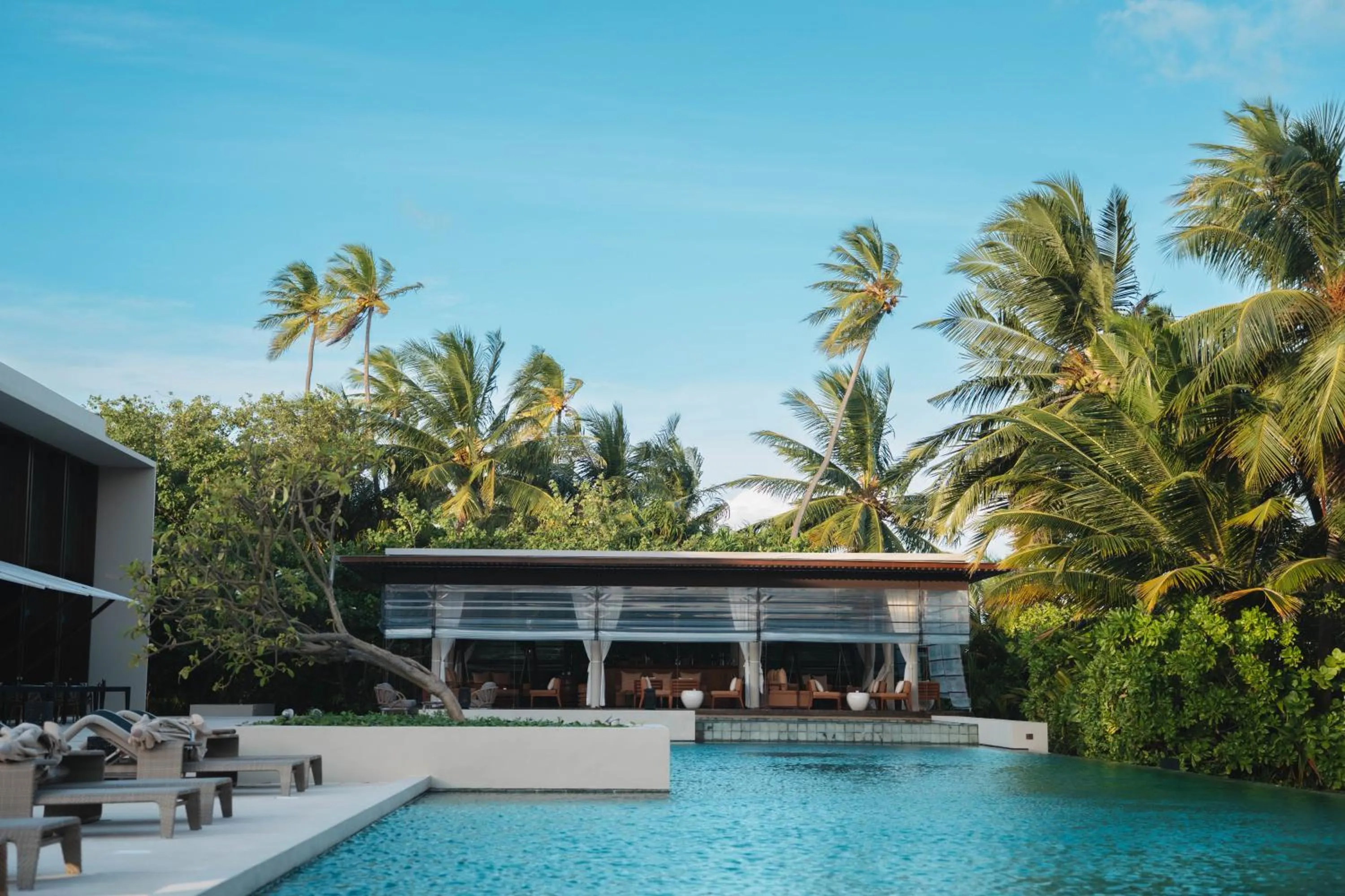 Pool view in Park Hyatt Maldives Hadahaa