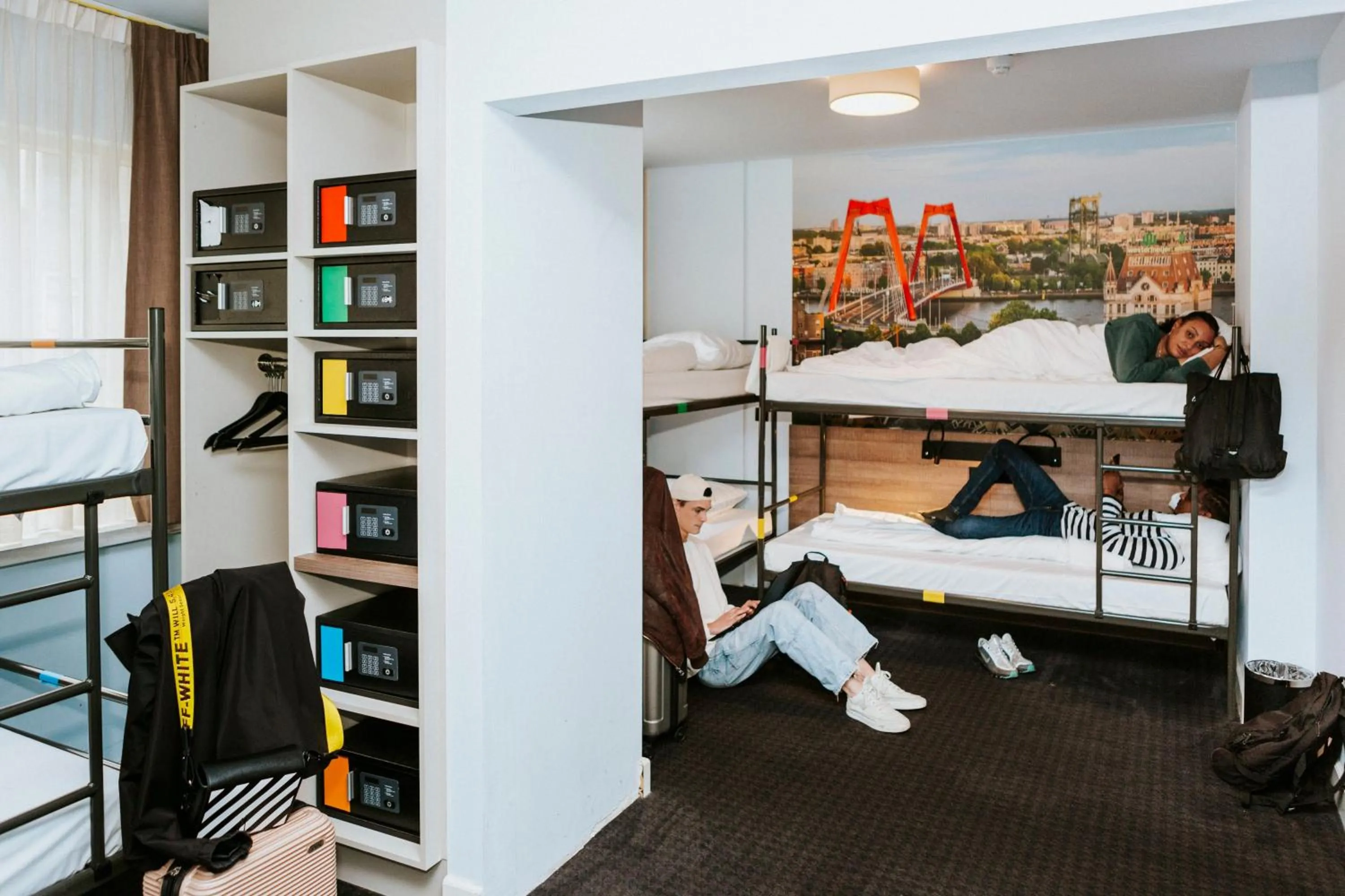 People, Bed in Rotterdam Teleport Hotel