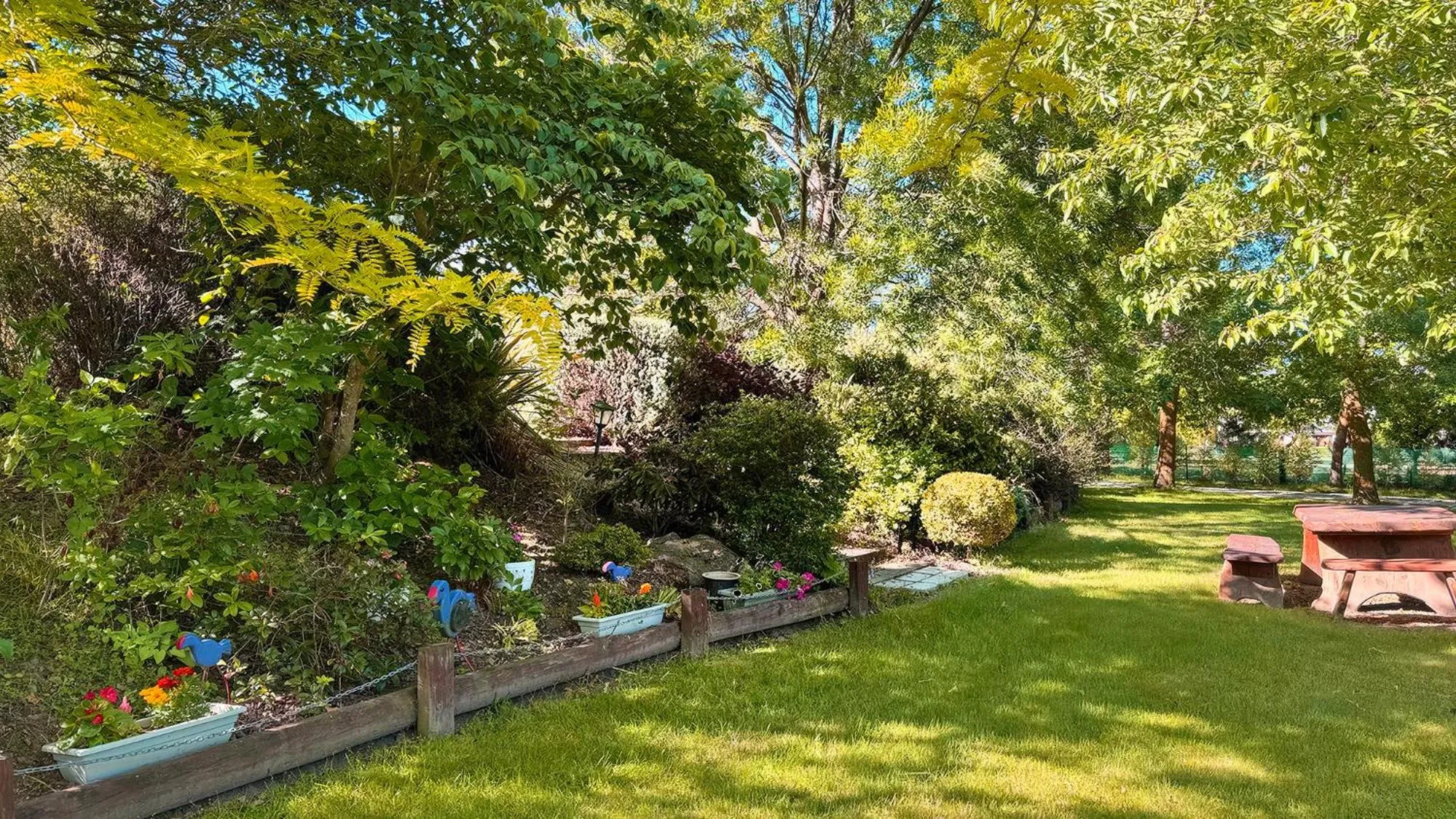Garden view in Alpine View Lodge
