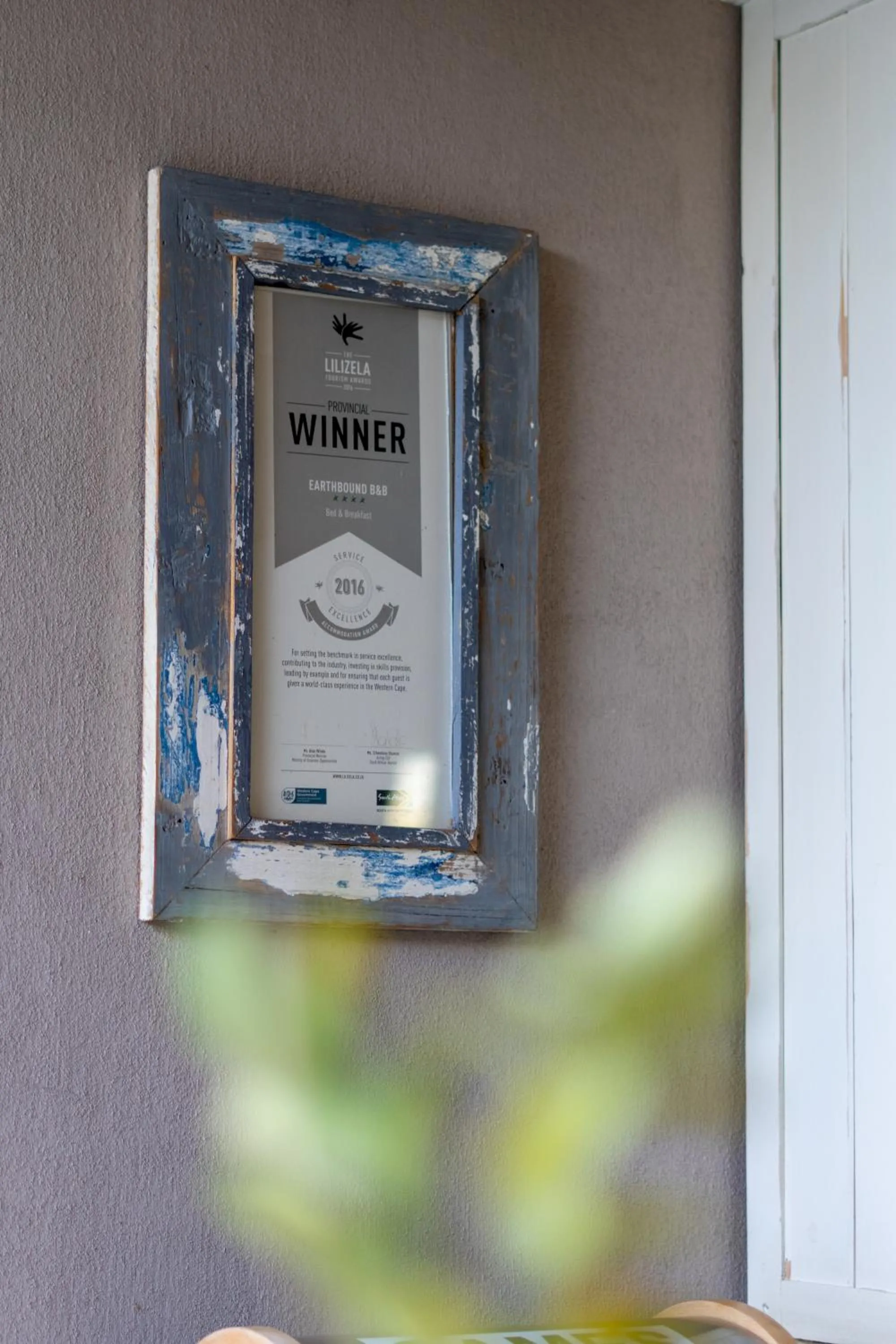 Certificate/Award in Earthbound Guest House