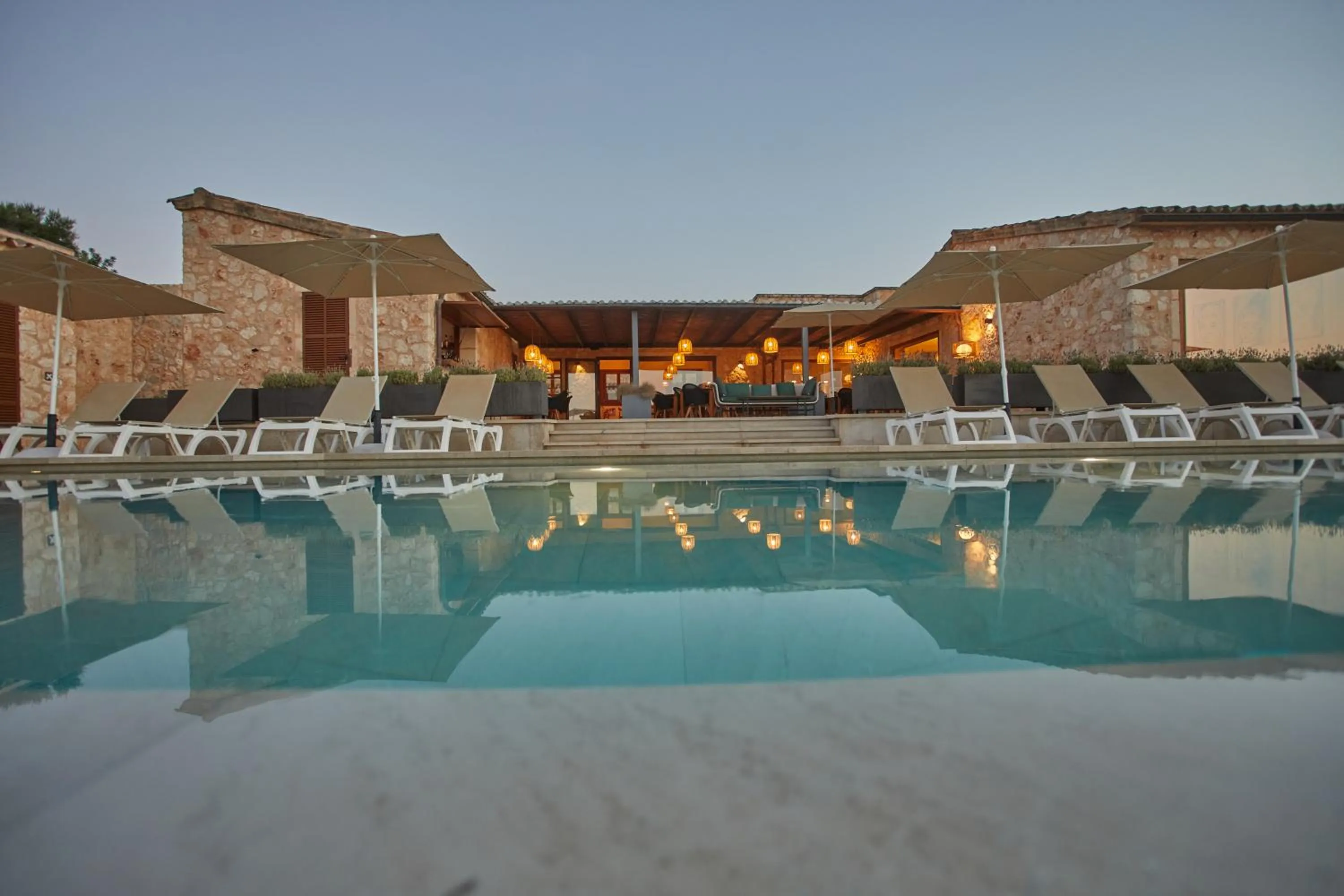 Pool view in Hotel Rural Es Riquers