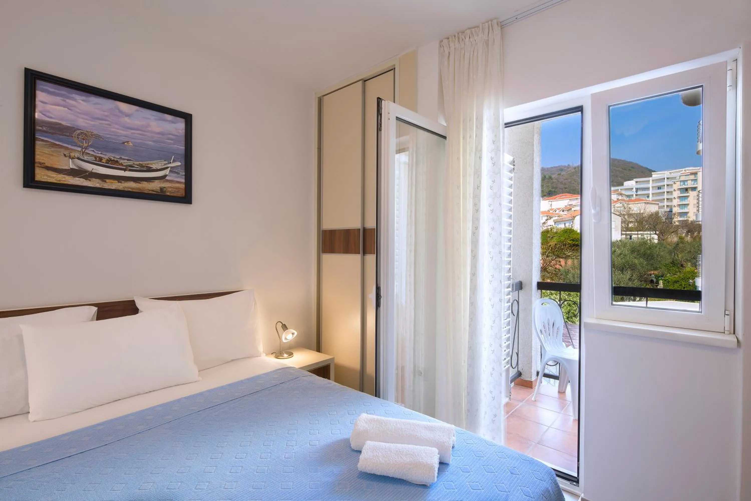 Balcony/Terrace, Bed in Apartments Bloom Bečići
