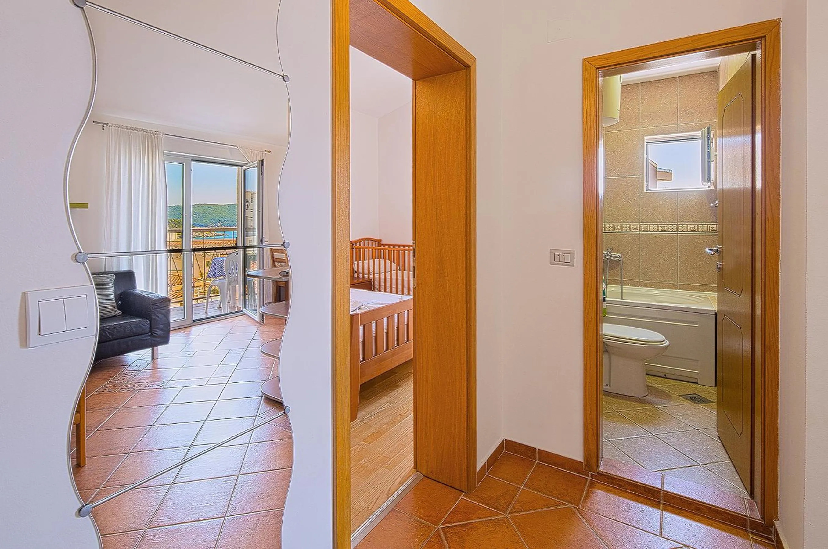 Bathroom, Bed in Apartments Bloom Bečići