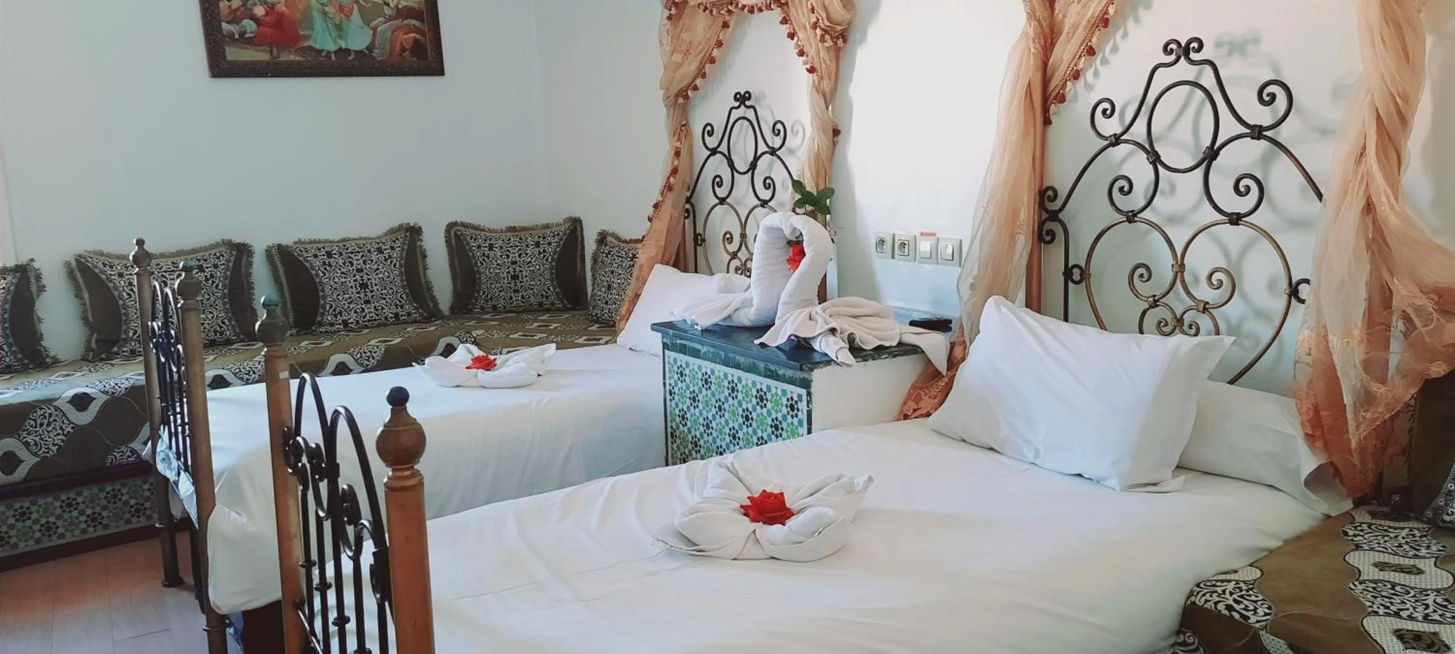 Bedroom, Bed in Hotel Moroccan House Casablanca