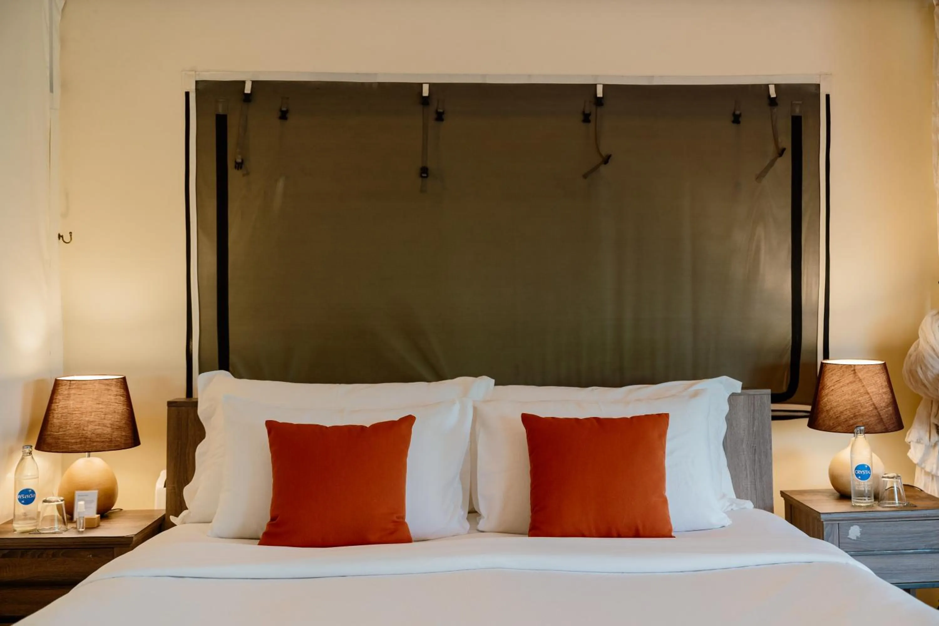 Bed in Te Mata Glamping