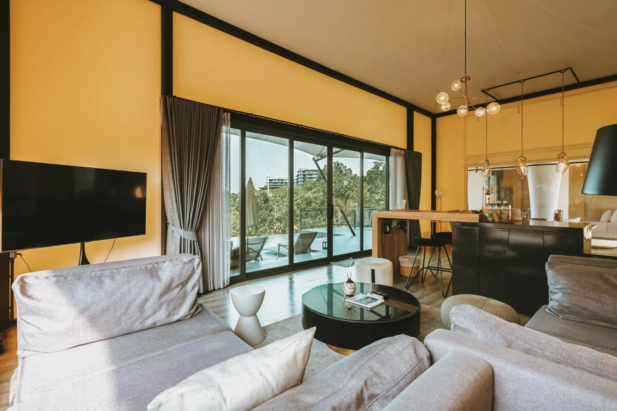 Communal lounge/ TV room in Te Mata Glamping