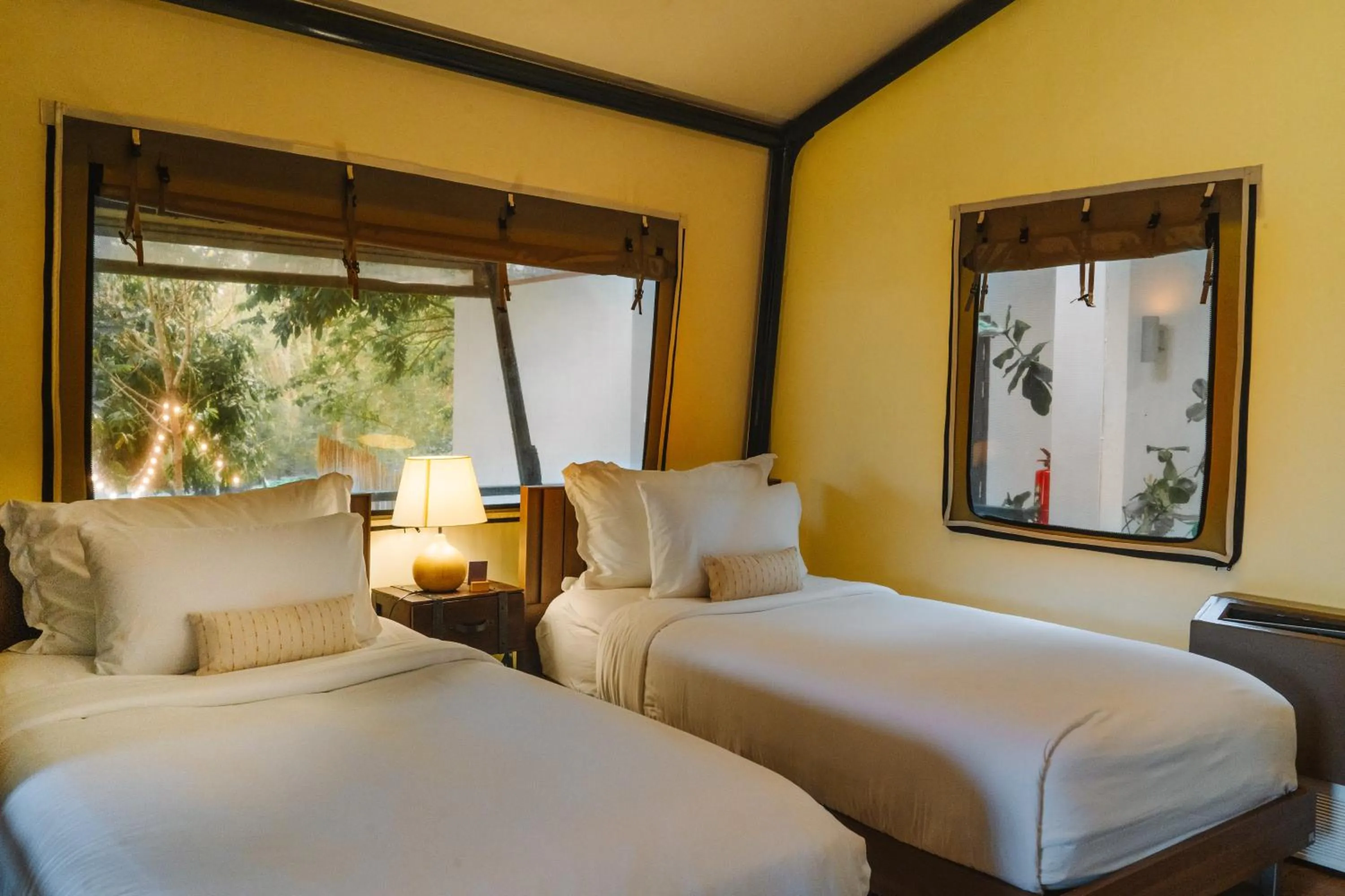 Bed in Te Mata Glamping