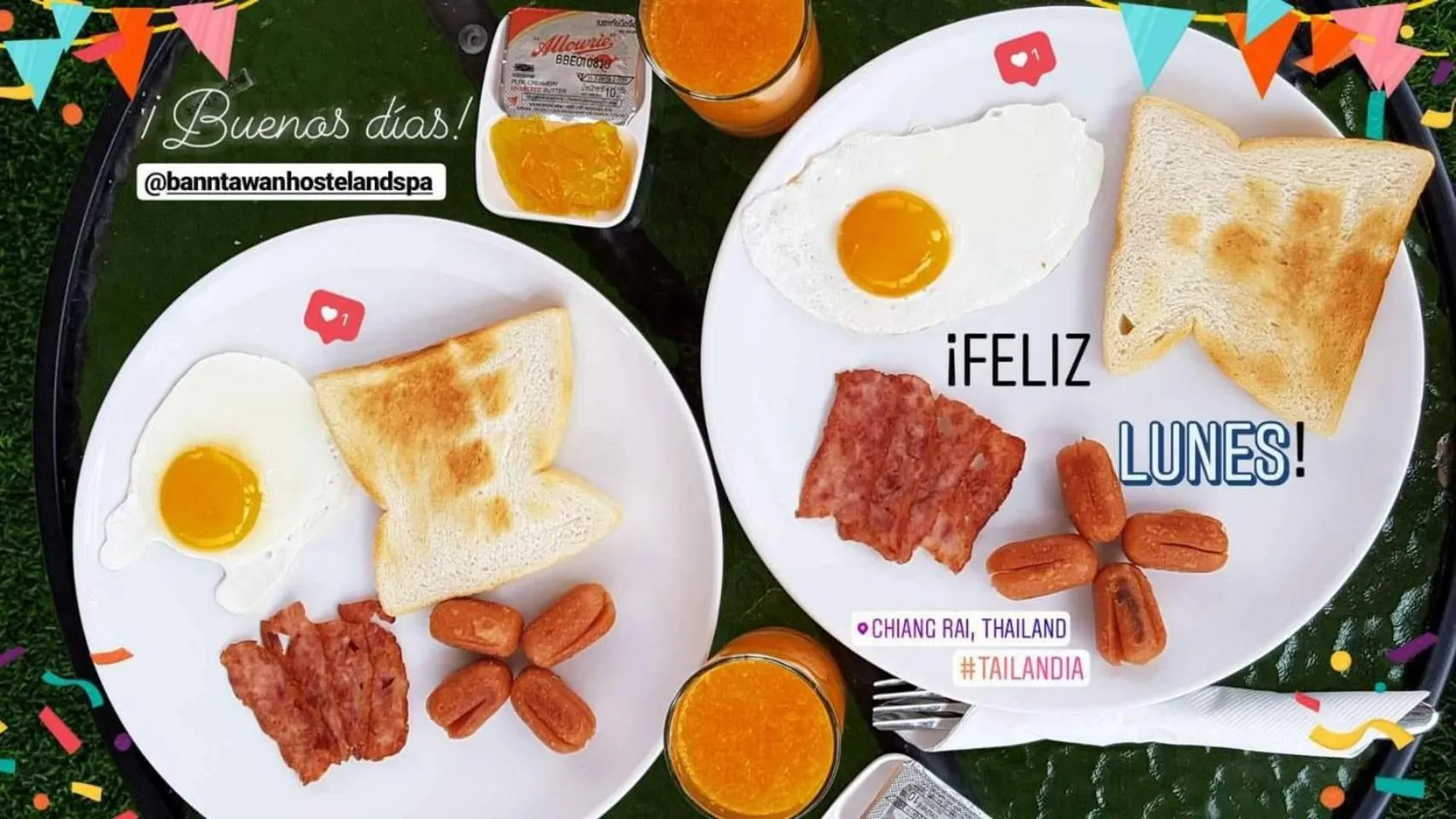 Breakfast in Bann Tawan Hostel Chiang Rai